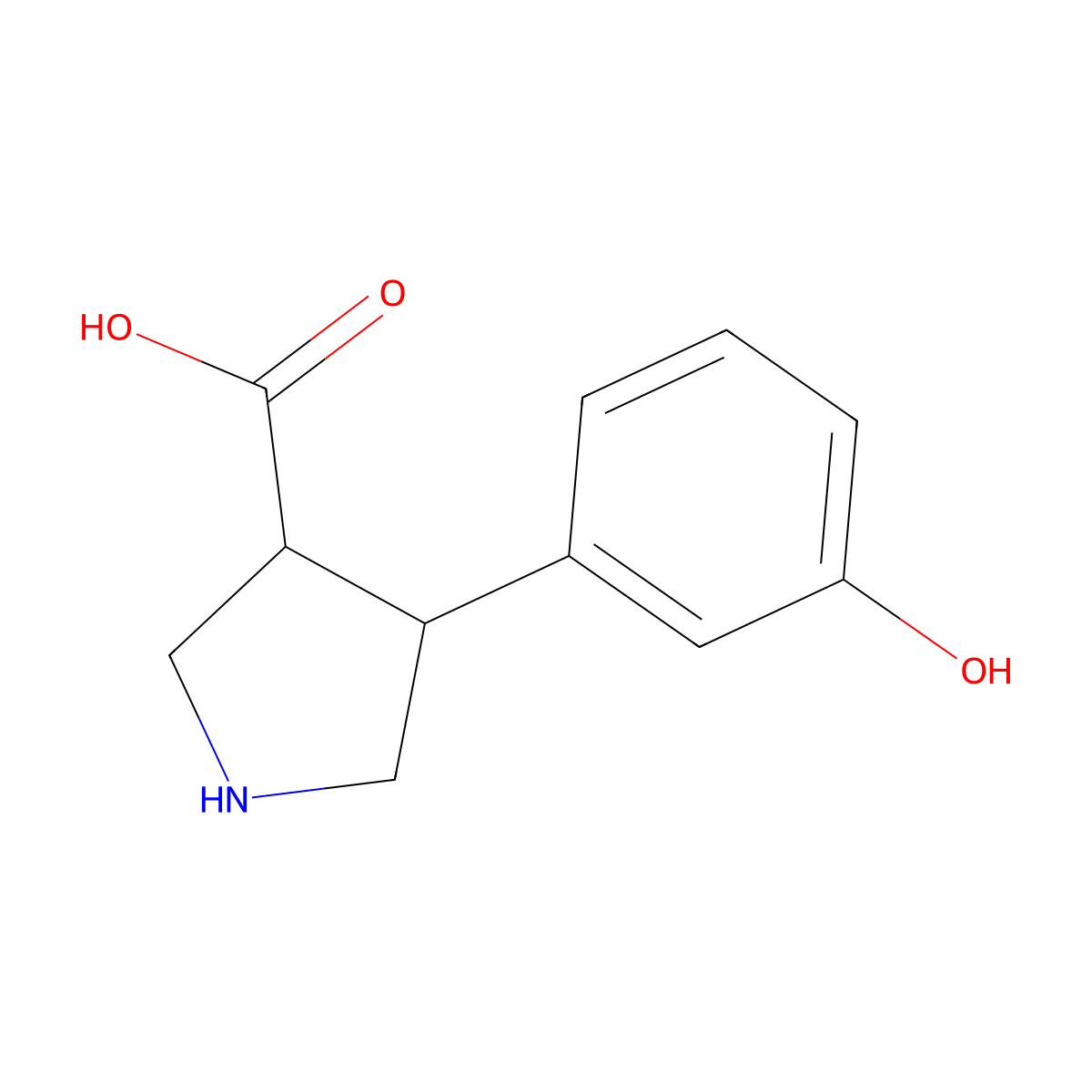 4-(3-Hydroxyphenyl)pyrrolidine-3-carboxylic acid molecular structure, CAS 1047655-73-1