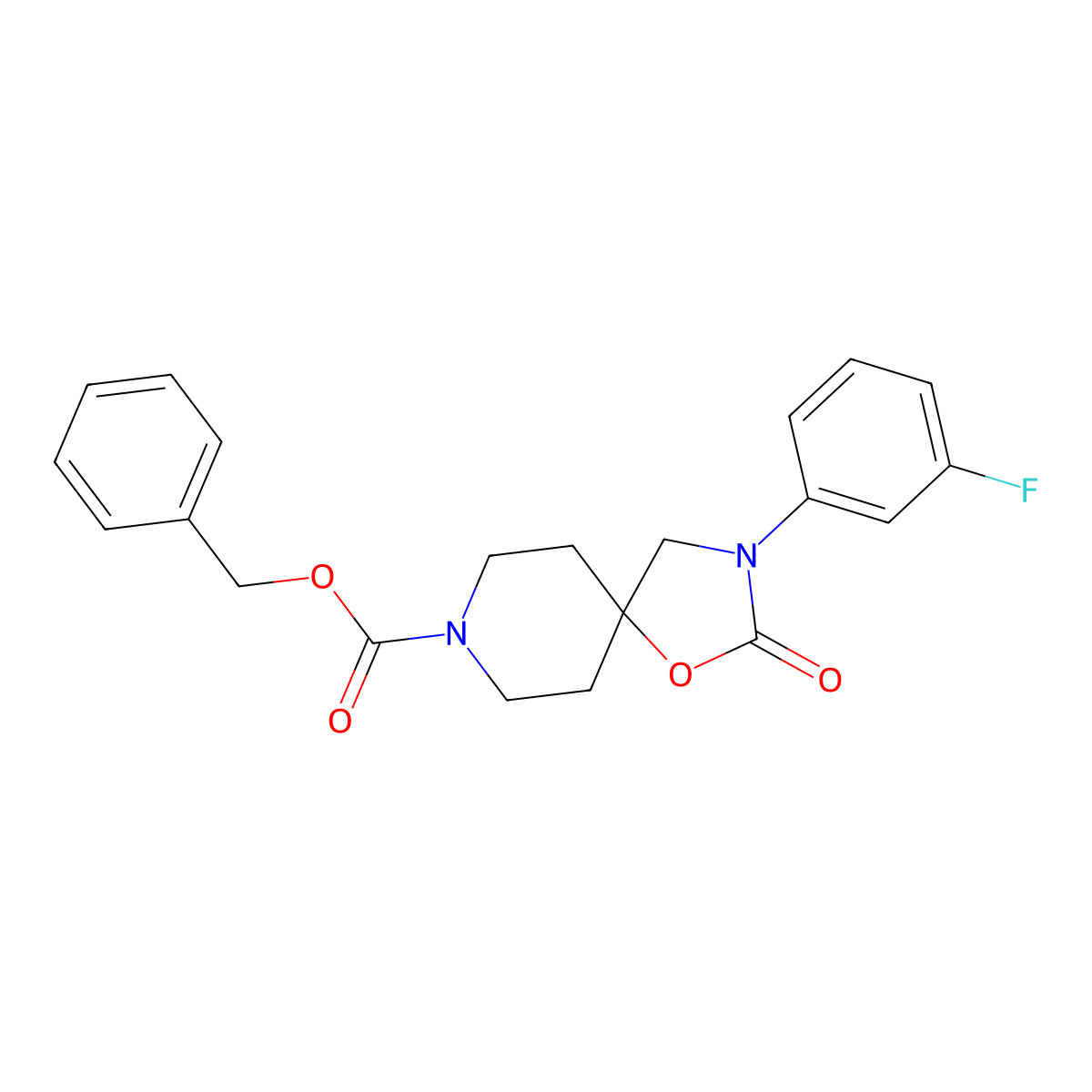Benzyl 3-(3-fluorophenyl)-2-oxo-1-oxa-3,8-diazaspiro[4.5]decane-8-carboxylate molecular structure, CAS 1047655-90-2