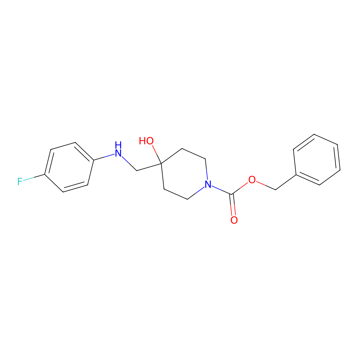 Benzyl 4-(((4-fluorophenyl)amino)methyl)-4-hydroxypiperidine-1-carboxylate molecular structure, CAS 1047655-93-5