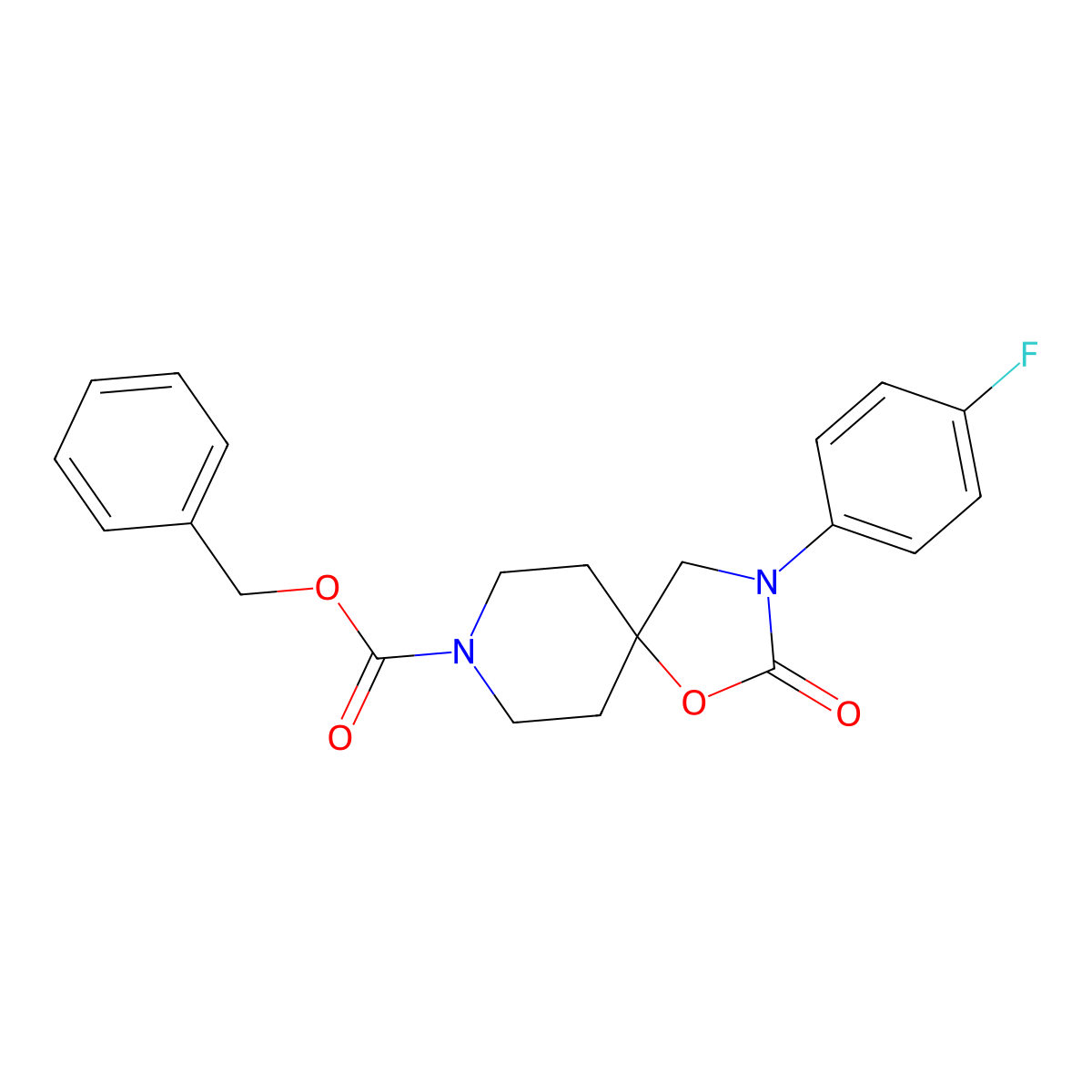 Benzyl 3-(4-fluorophenyl)-2-oxo-1-oxa-3,8-diazaspiro[4.5]decane-8-carboxylate molecular structure, CAS 1047655-94-6