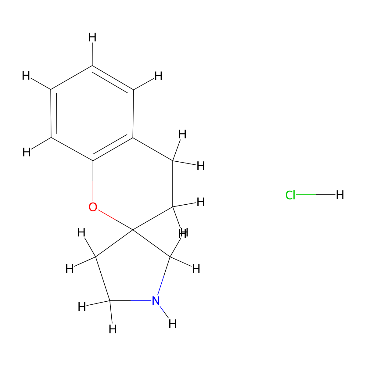 3,4-Dihydrospiro[1-benzopyran-2,3'-pyrrolidine] hydrochloride molecular structure, CAS 1047656-03-0