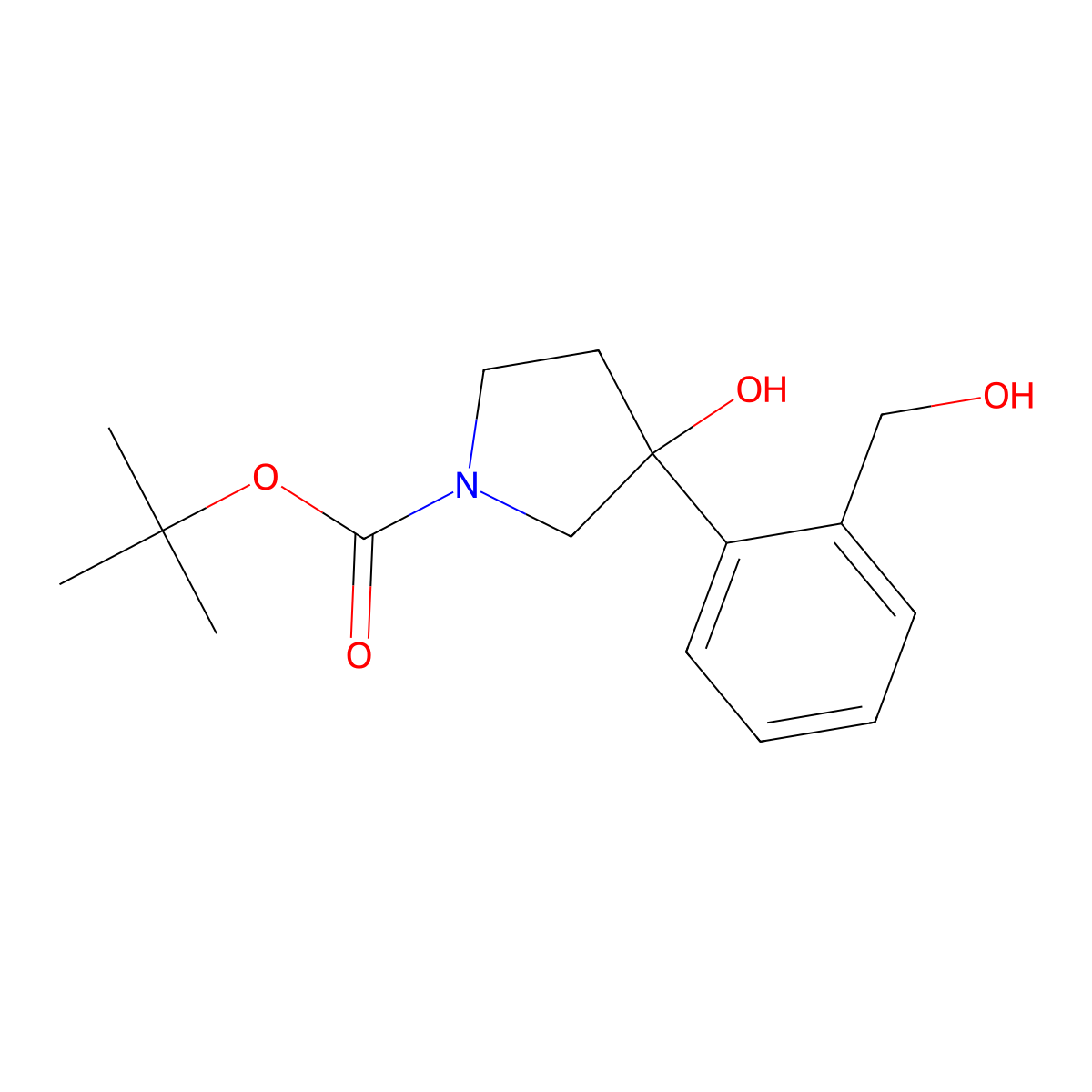 Tert-butyl 3-hydroxy-3-[2-(hydroxymethyl)phenyl]pyrrolidine-1-carboxylate molecular structure, CAS 1047656-19-8