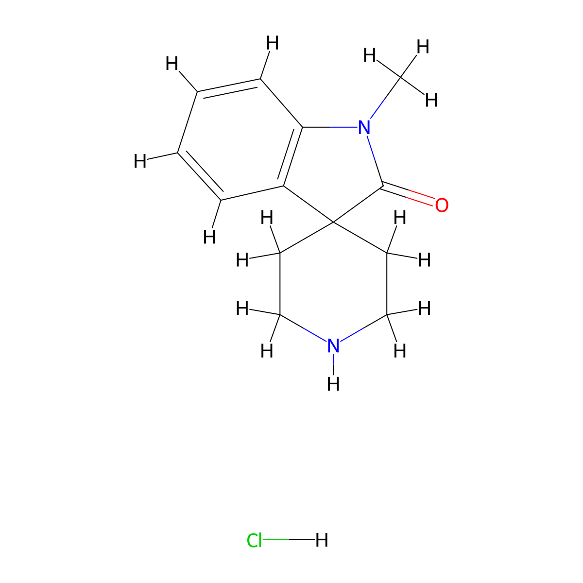 1-methylspiro[indole-3,4'-piperidin]-2(1H)-one hydrochloride molecular structure, CAS 1047657-65-7
