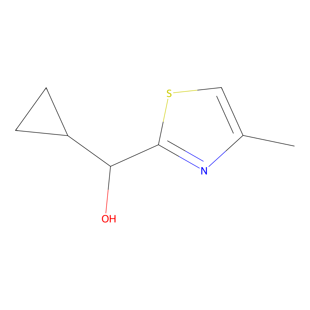 Cyclopropyl(4-methyl-1,3-thiazol-2-YL)methanol molecular structure, CAS 1047663-31-9