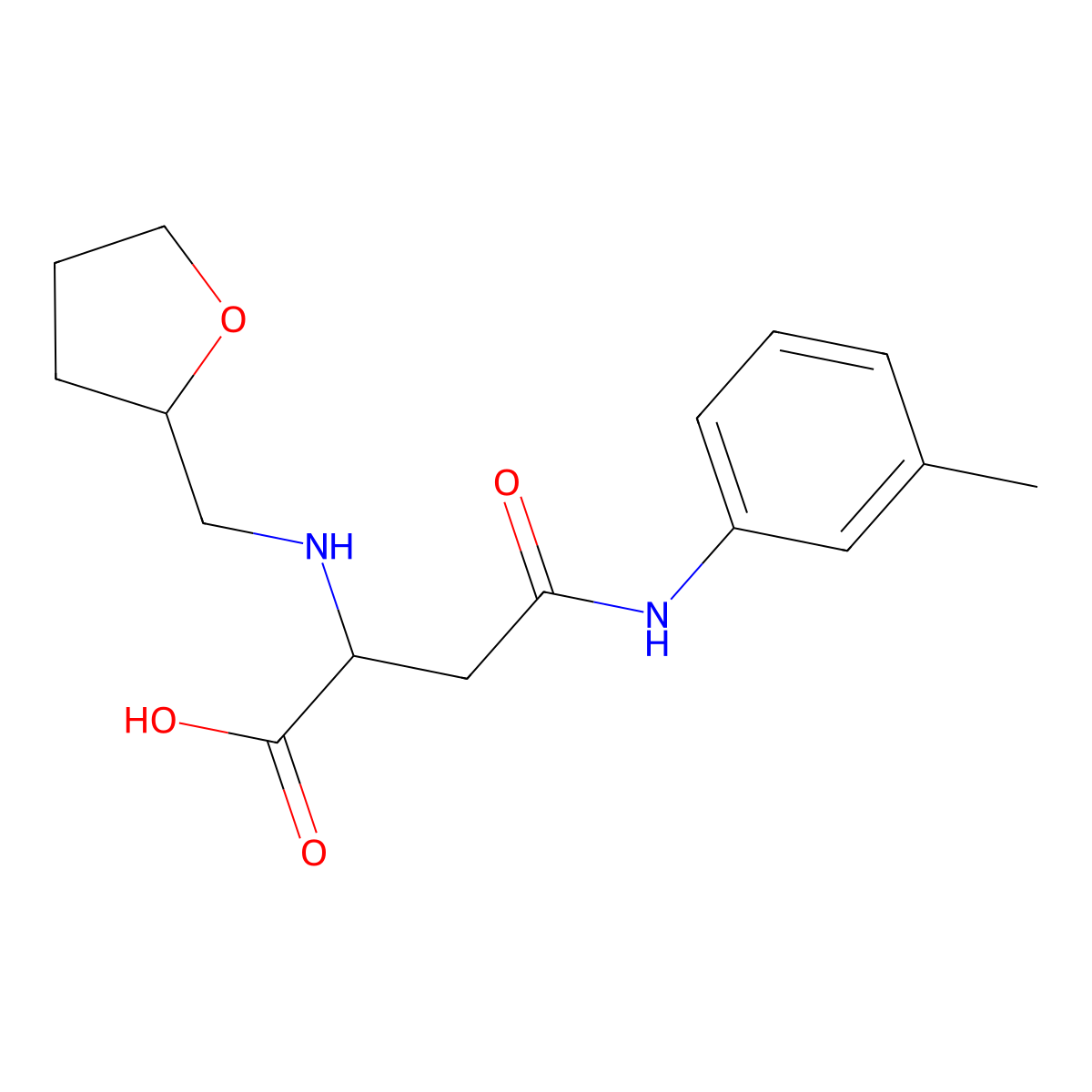 4-Oxo-2-(((tetrahydrofuran-2-yl)methyl)amino)-4-(m-tolylamino)butanoic acid molecular structure, CAS 1047664-79-8