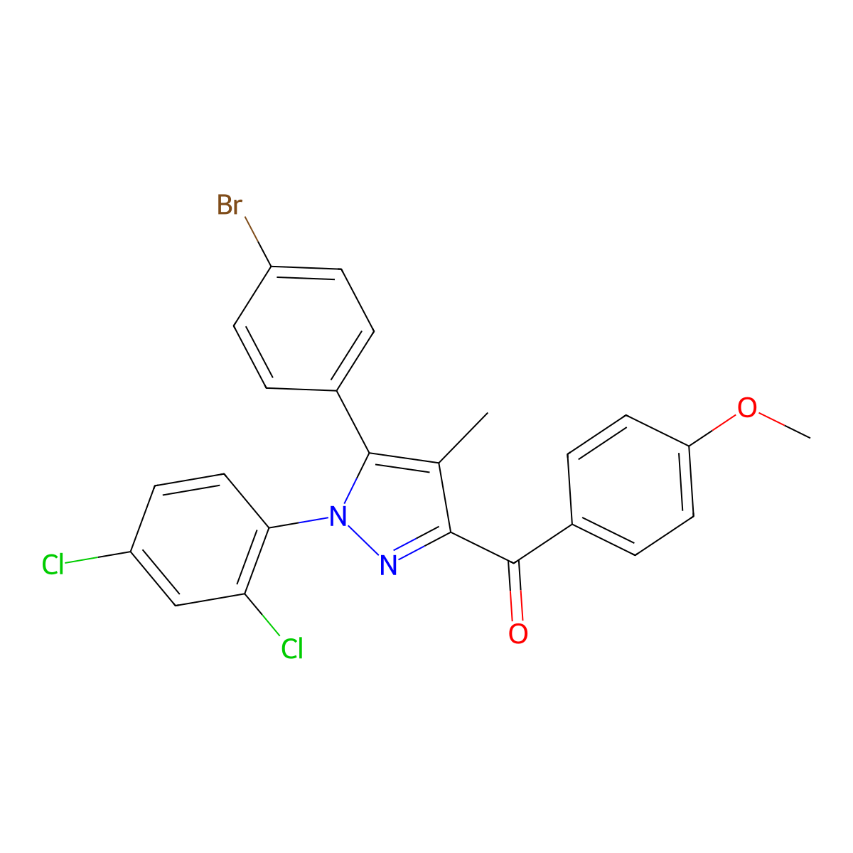 [5-(4-Bromophenyl)-1-(2,4-dichlorophenyl)-4-methylpyrazol-3-yl]-(4-methoxyphenyl)methanone molecular structure, CAS 1047670-51-8