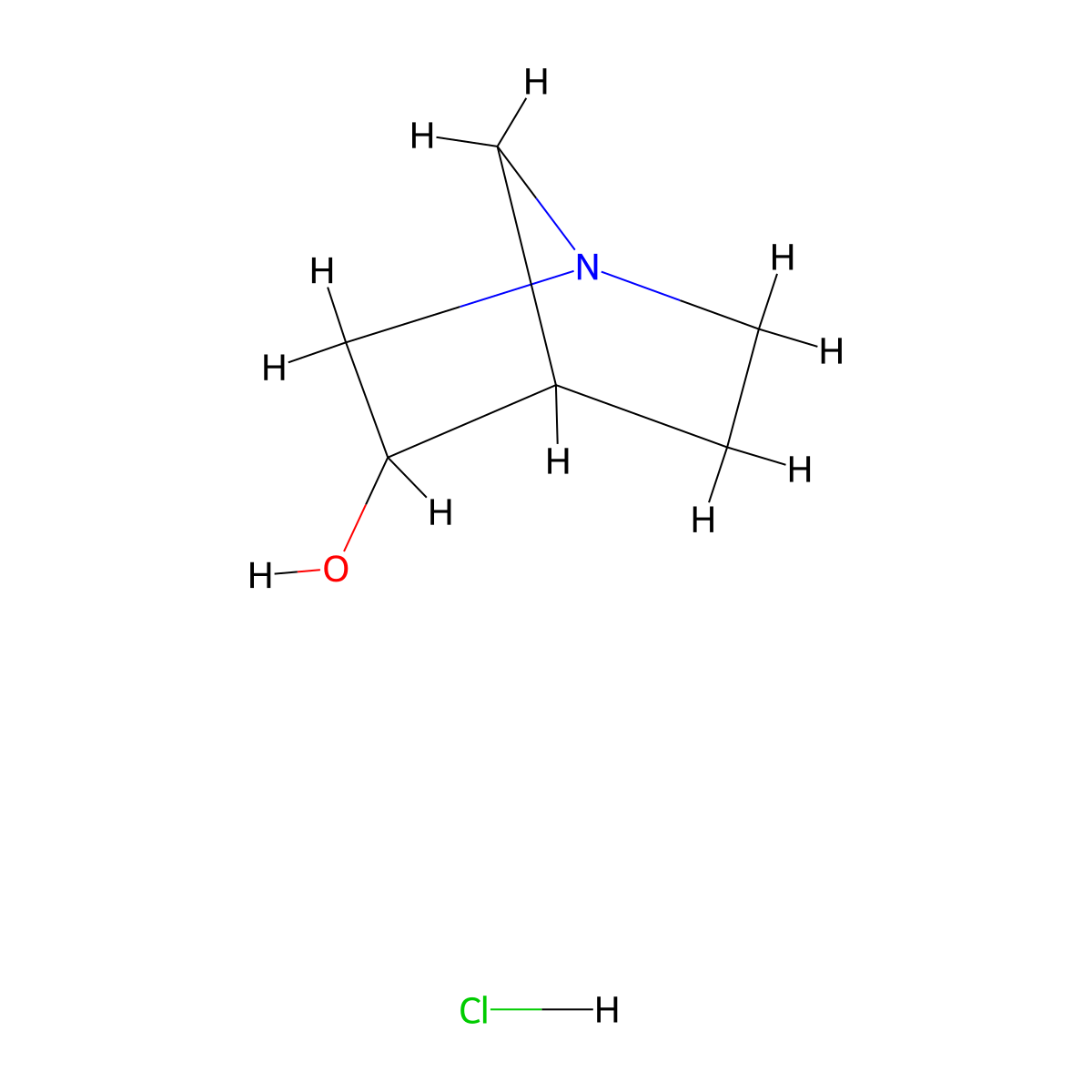 1-Azabicyclo[2.2.1]heptan-3-ol hydrochloride molecular structure, CAS 1047675-72-8