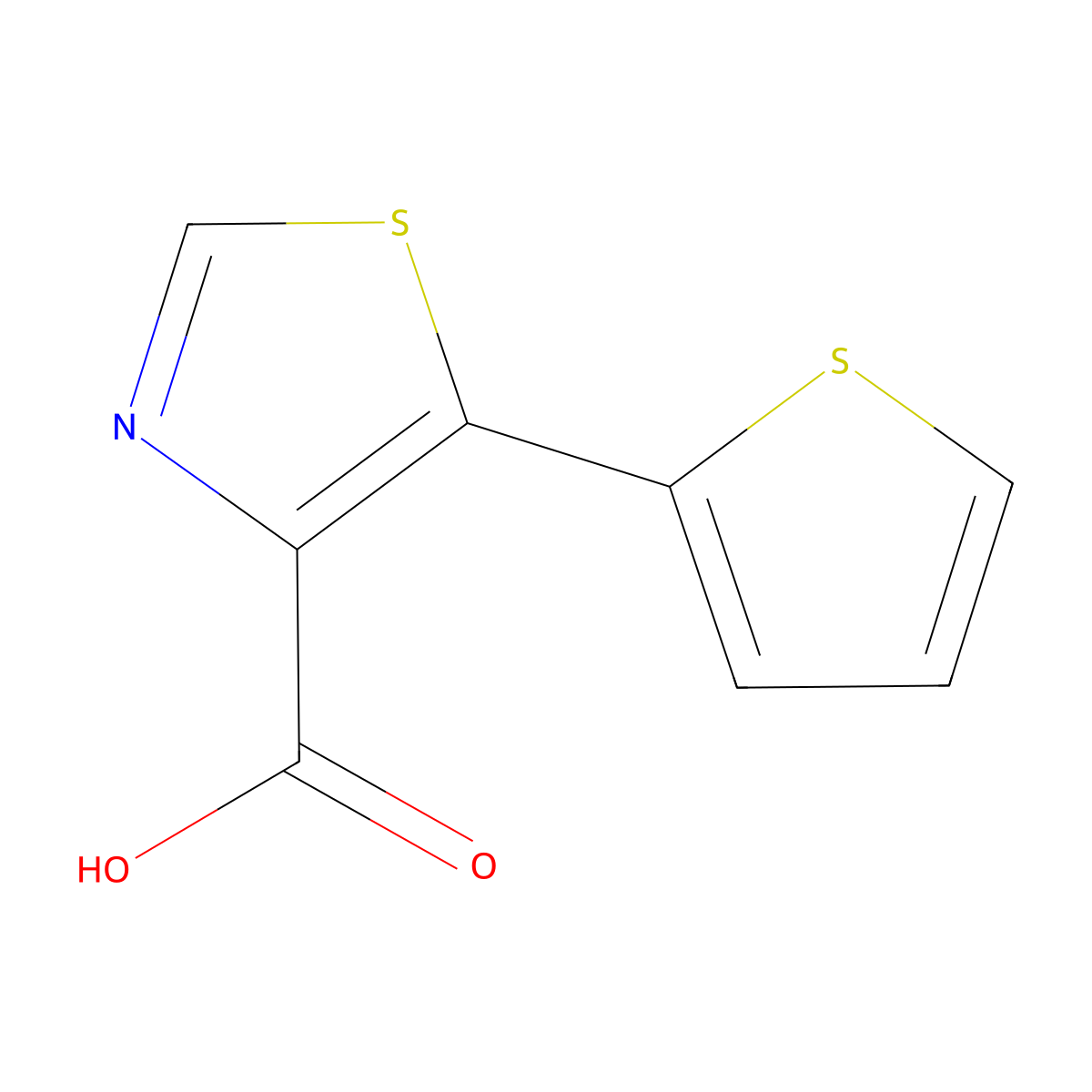 5-(Thiophen-2-yl)-1,3-thiazole-4-carboxylic acid molecular structure, CAS 1047676-26-5