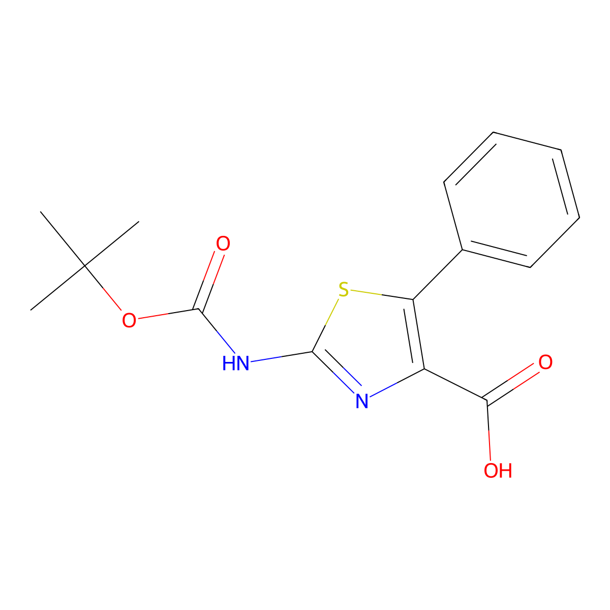 2-{[(Tert-butoxy)carbonyl]amino}-5-phenyl-1,3-thiazole-4-carboxylic acid molecular structure, CAS 1047676-45-8