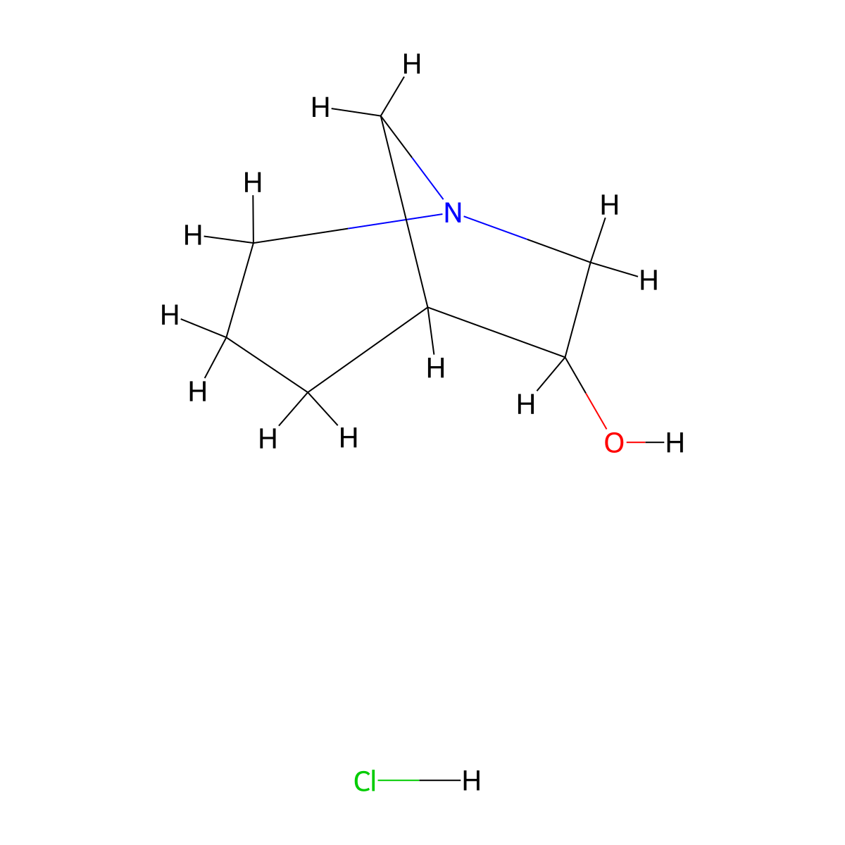 1-Azabicyclo(3.2.1)octan-6-ol hydrochloride molecular structure, CAS 1047676-77-6