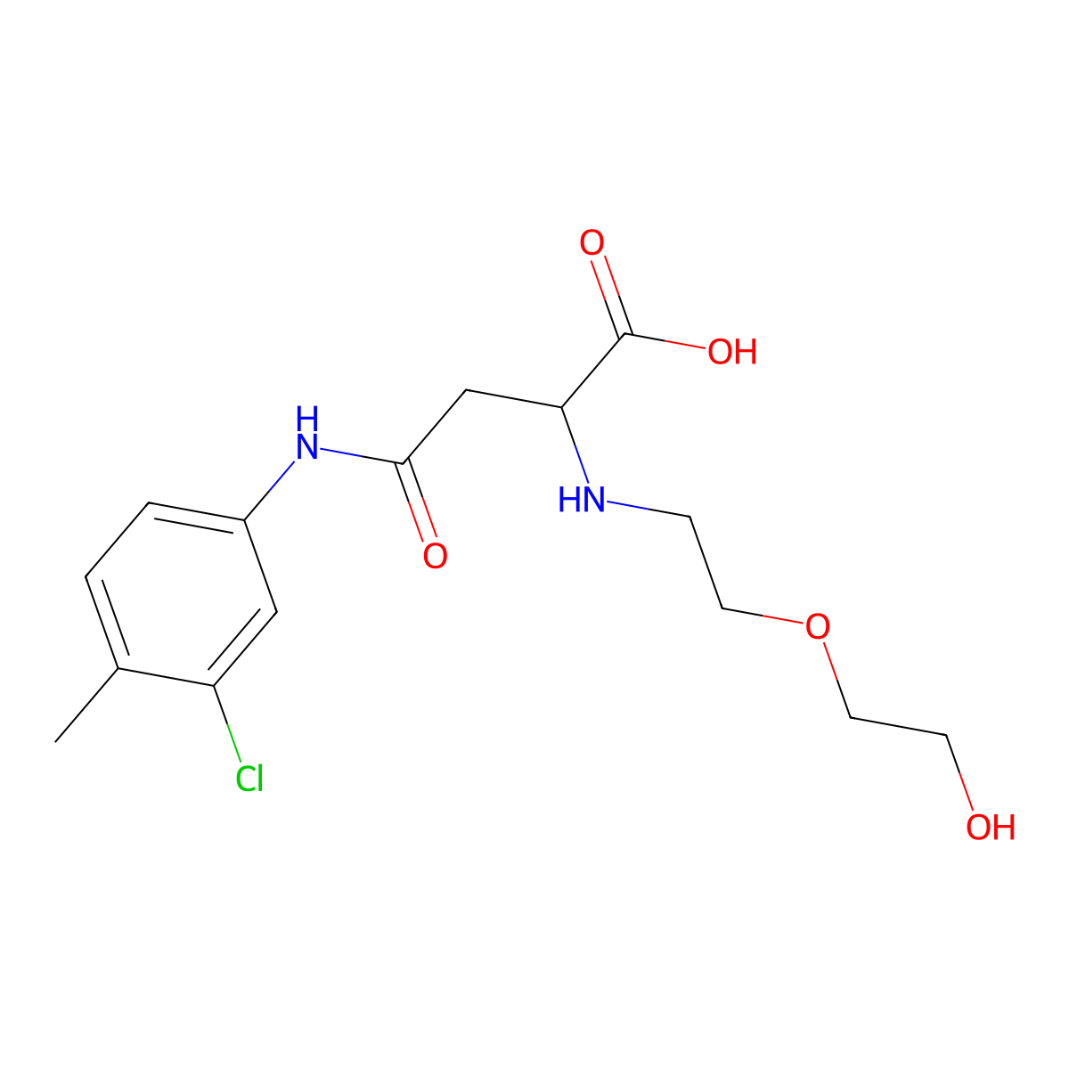 4-((3-Chloro-4-methylphenyl)amino)-2-((2-(2-hydroxyethoxy)ethyl)amino)-4-oxobutanoic acid molecular structure, CAS 1047678-62-5