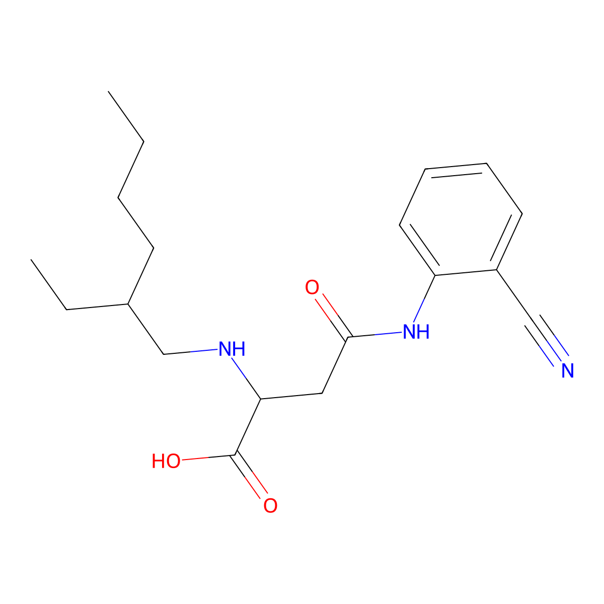 4-((2-Cyanophenyl)amino)-2-((2-ethylhexyl)amino)-4-oxobutanoic acid molecular structure, CAS 1047678-80-7