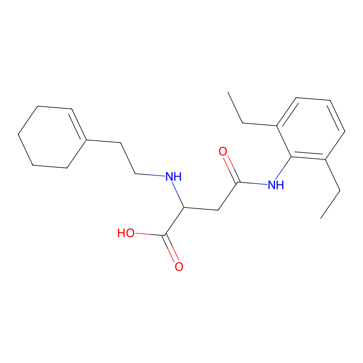 2-((2-(Cyclohex-1-en-1-yl)ethyl)amino)-4-((2,6-diethylphenyl)amino)-4-oxobutanoic acid molecular structure, CAS 1047678-95-4