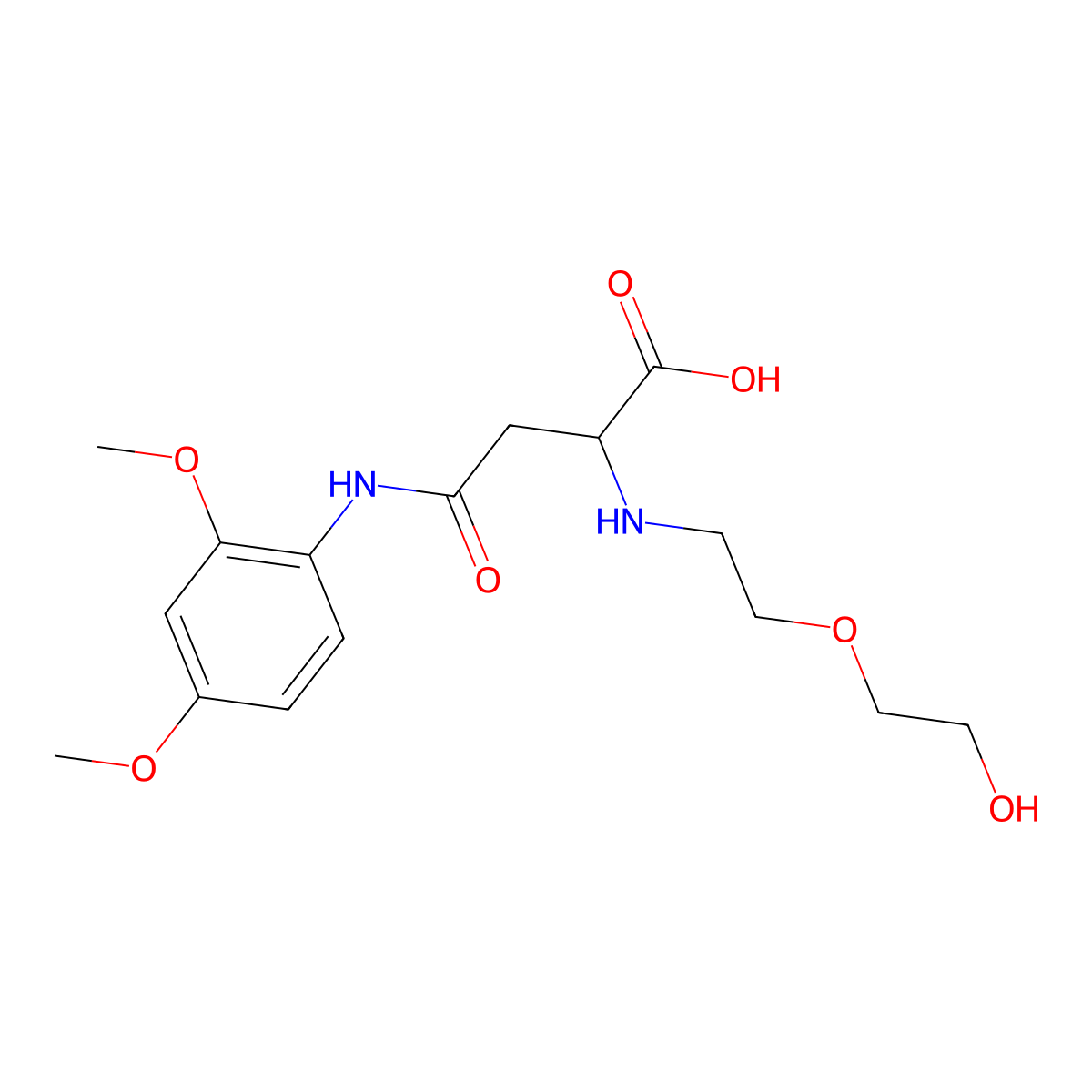 4-((2,4-Dimethoxyphenyl)amino)-2-((2-(2-hydroxyethoxy)ethyl)amino)-4-oxobutanoic acid molecular structure, CAS 1047678-97-6
