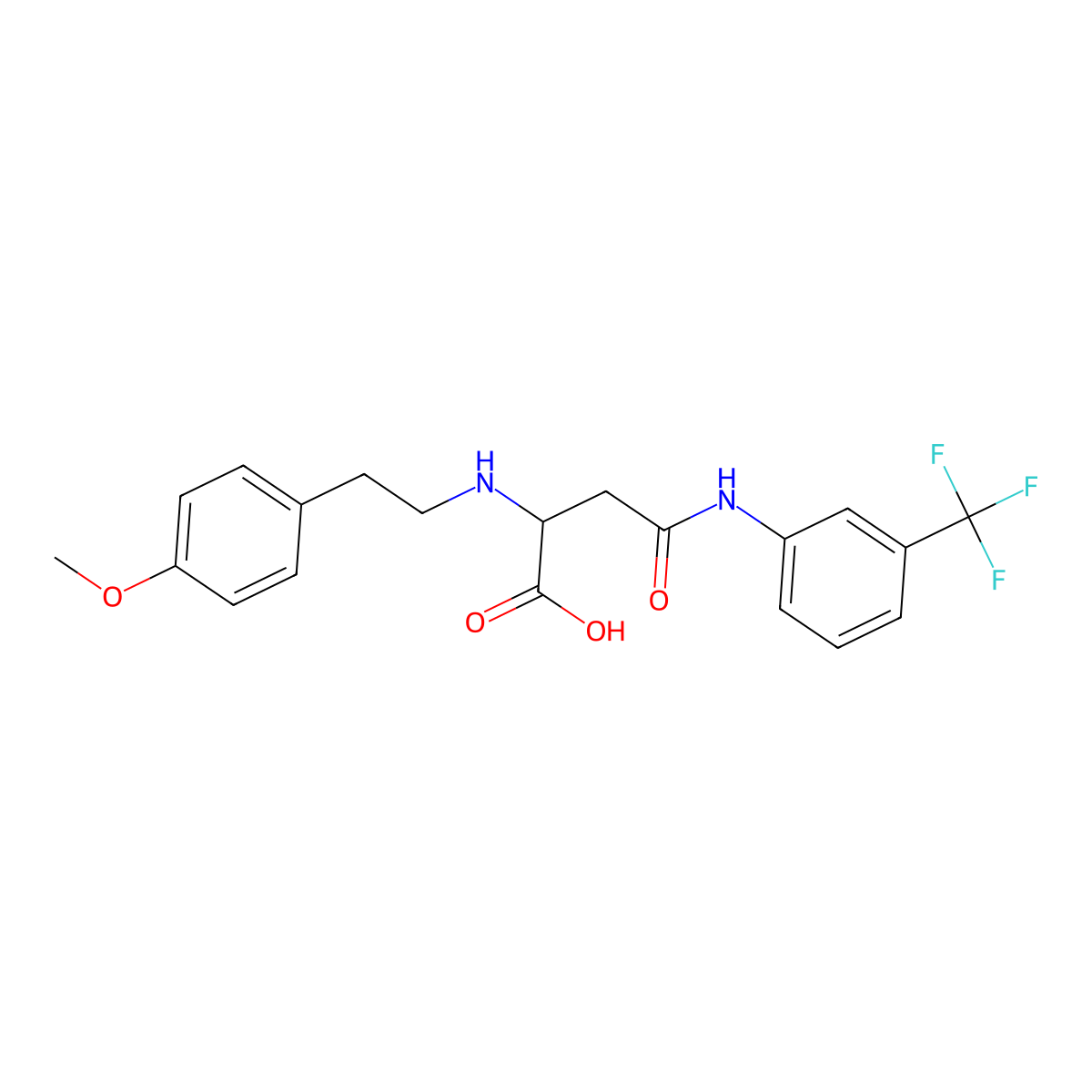 2-((4-Methoxyphenethyl)amino)-4-oxo-4-((3-(trifluoromethyl)phenyl)amino)butanoic acid molecular structure, CAS 1047679-01-5