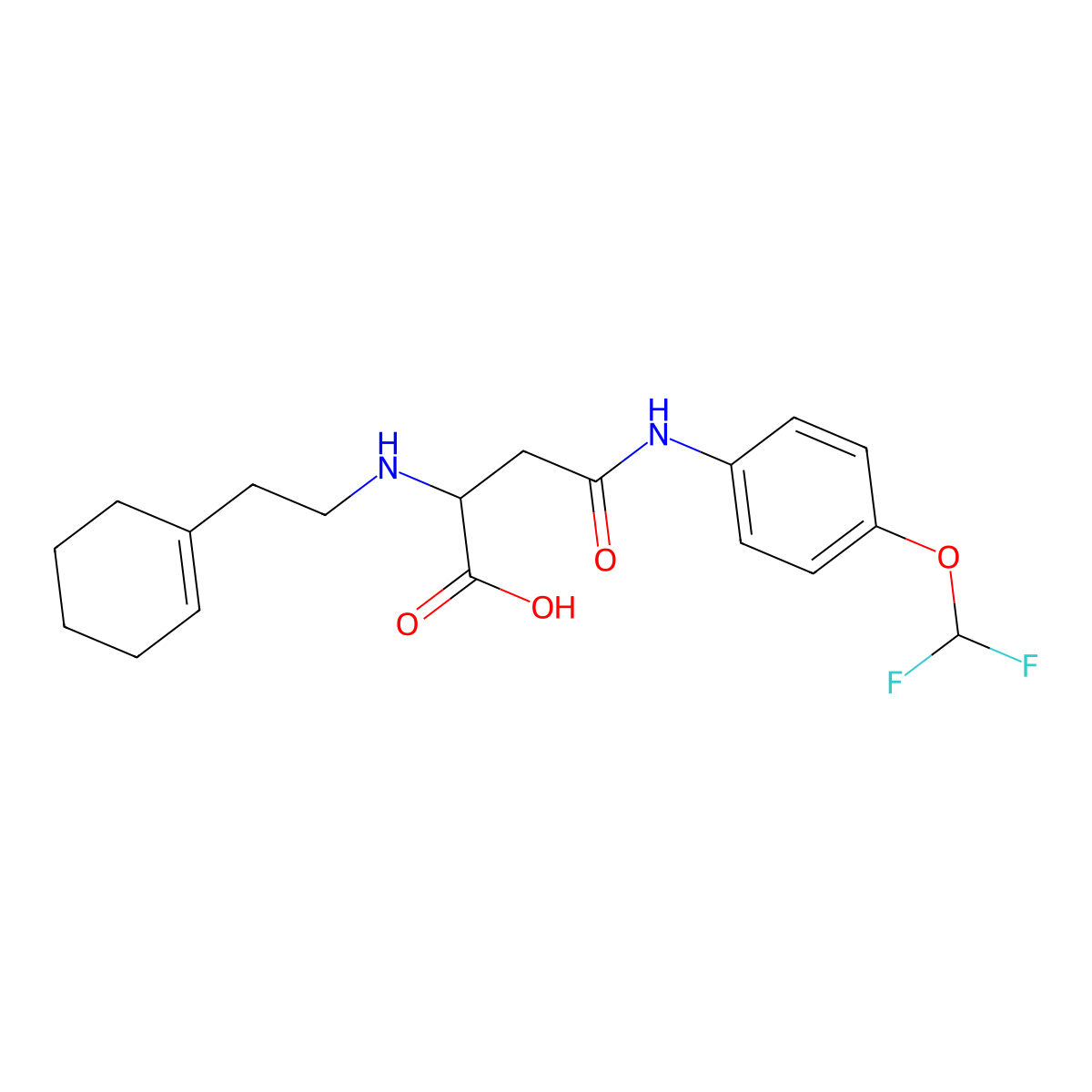 2-((2-(Cyclohex-1-en-1-yl)ethyl)amino)-4-((4-(difluoromethoxy)phenyl)amino)-4-oxobutanoic acid molecular structure, CAS 1047679-21-9