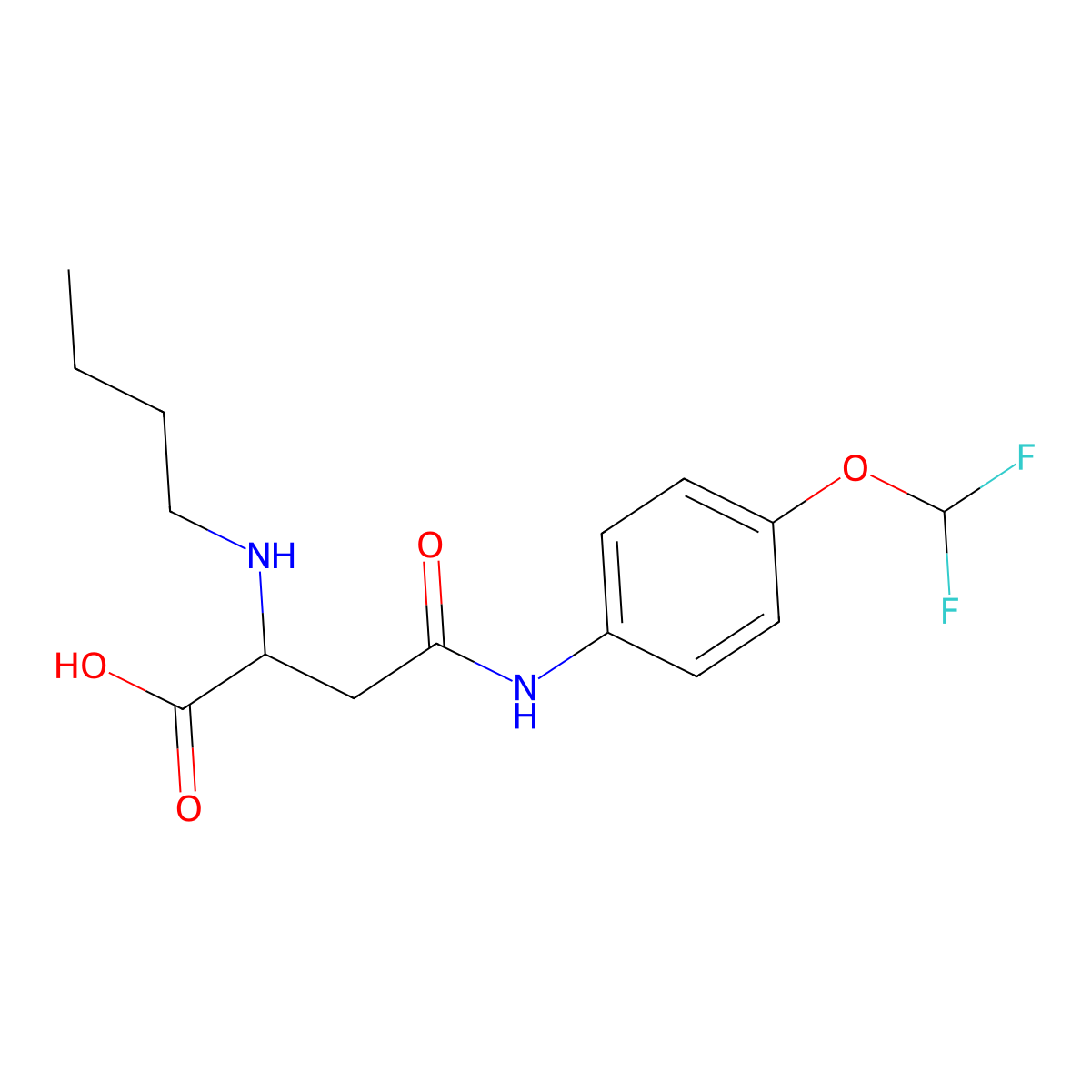 2-(Butylamino)-4-((4-(difluoromethoxy)phenyl)amino)-4-oxobutanoic acid molecular structure, CAS 1047679-32-2