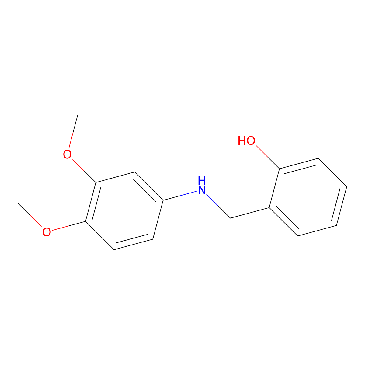 2-(((3,4-Dimethoxyphenyl)amino)methyl)phenol molecular structure, CAS 104768-29-8