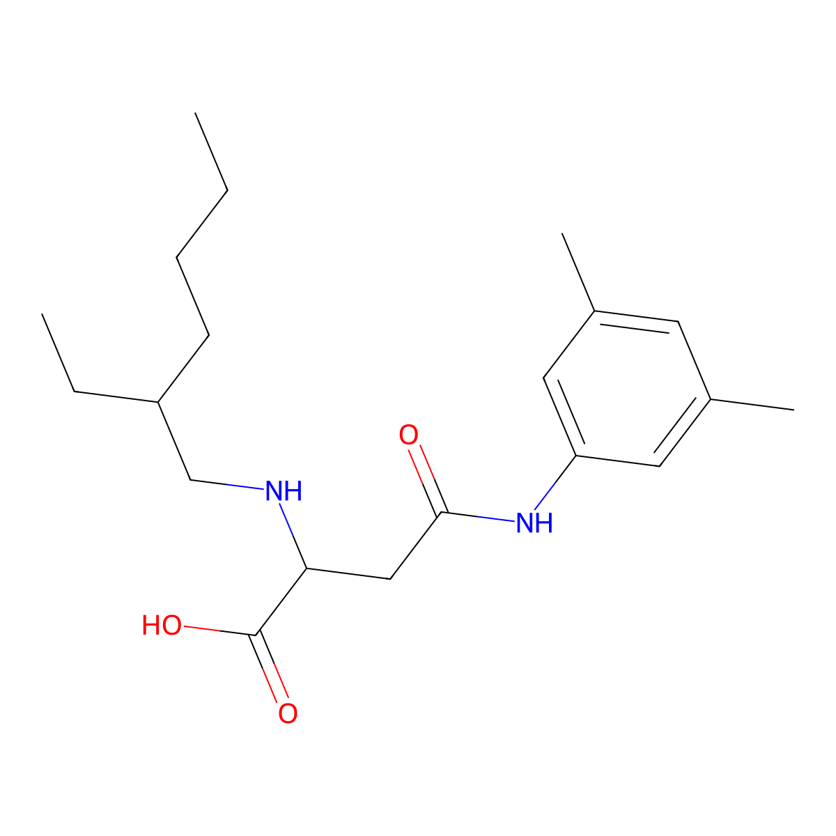 4-((3,5-Dimethylphenyl)amino)-2-((2-ethylhexyl)amino)-4-oxobutanoic acid molecular structure, CAS 1047680-40-9