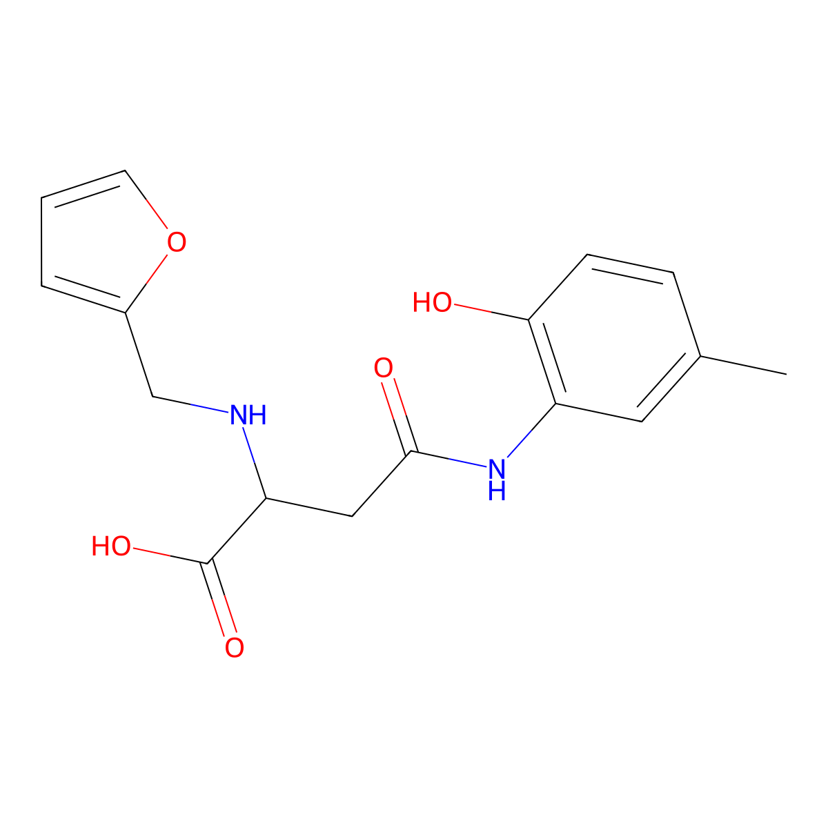 2-((Furan-2-ylmethyl)amino)-4-((2-hydroxy-5-methylphenyl)amino)-4-oxobutanoic acid molecular structure, CAS 1047682-40-5