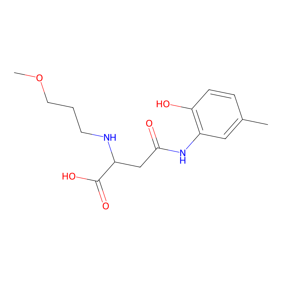 4-((2-Hydroxy-5-methylphenyl)amino)-2-((3-methoxypropyl)amino)-4-oxobutanoic acid molecular structure, CAS 1047682-48-3