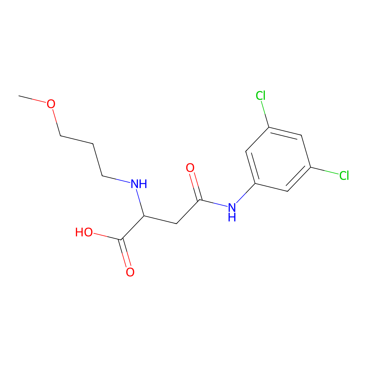 4-((3,5-Dichlorophenyl)amino)-2-((3-methoxypropyl)amino)-4-oxobutanoic acid molecular structure, CAS 1047682-54-1