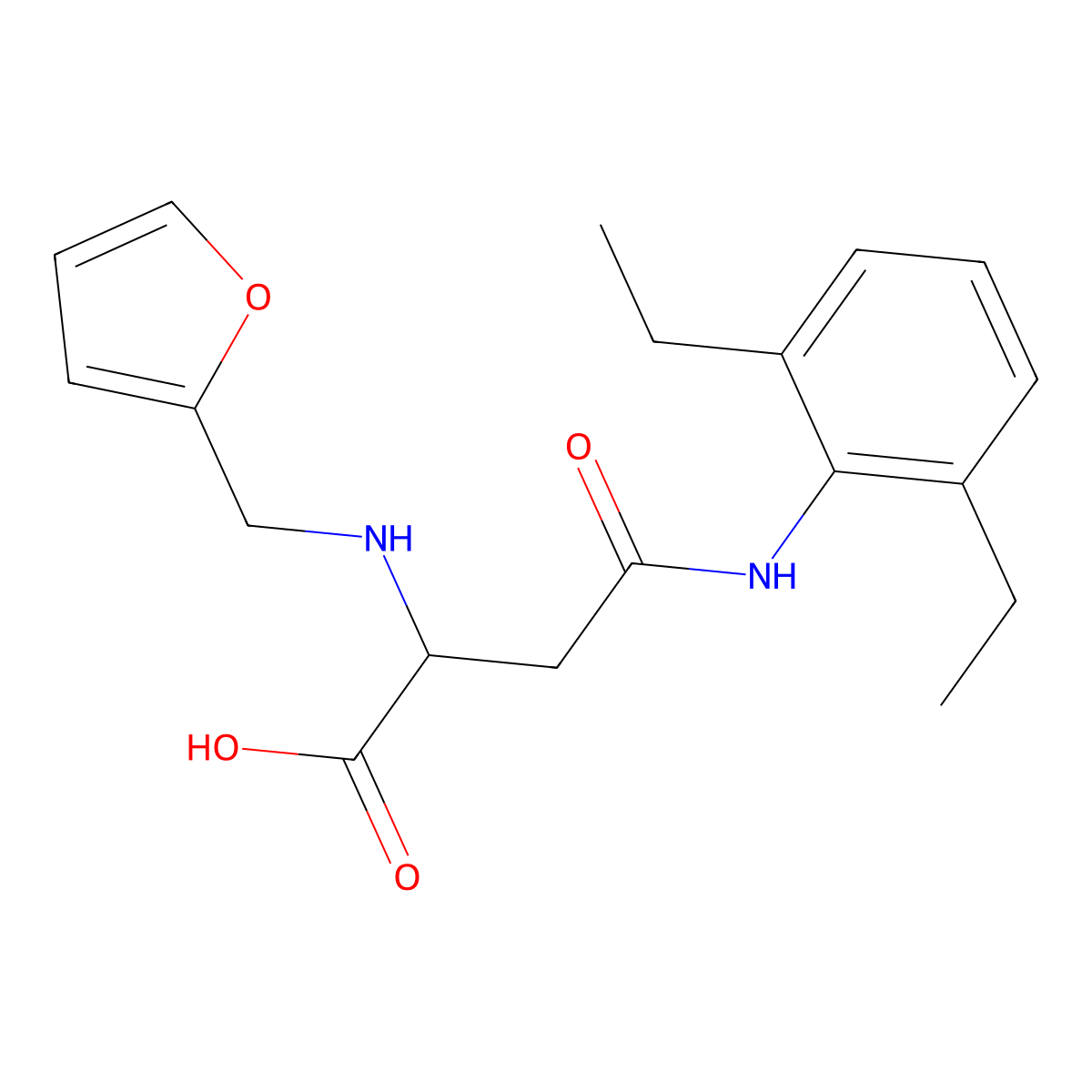 4-((2,6-Diethylphenyl)amino)-2-((furan-2-ylmethyl)amino)-4-oxobutanoic acid molecular structure, CAS 1047683-00-0