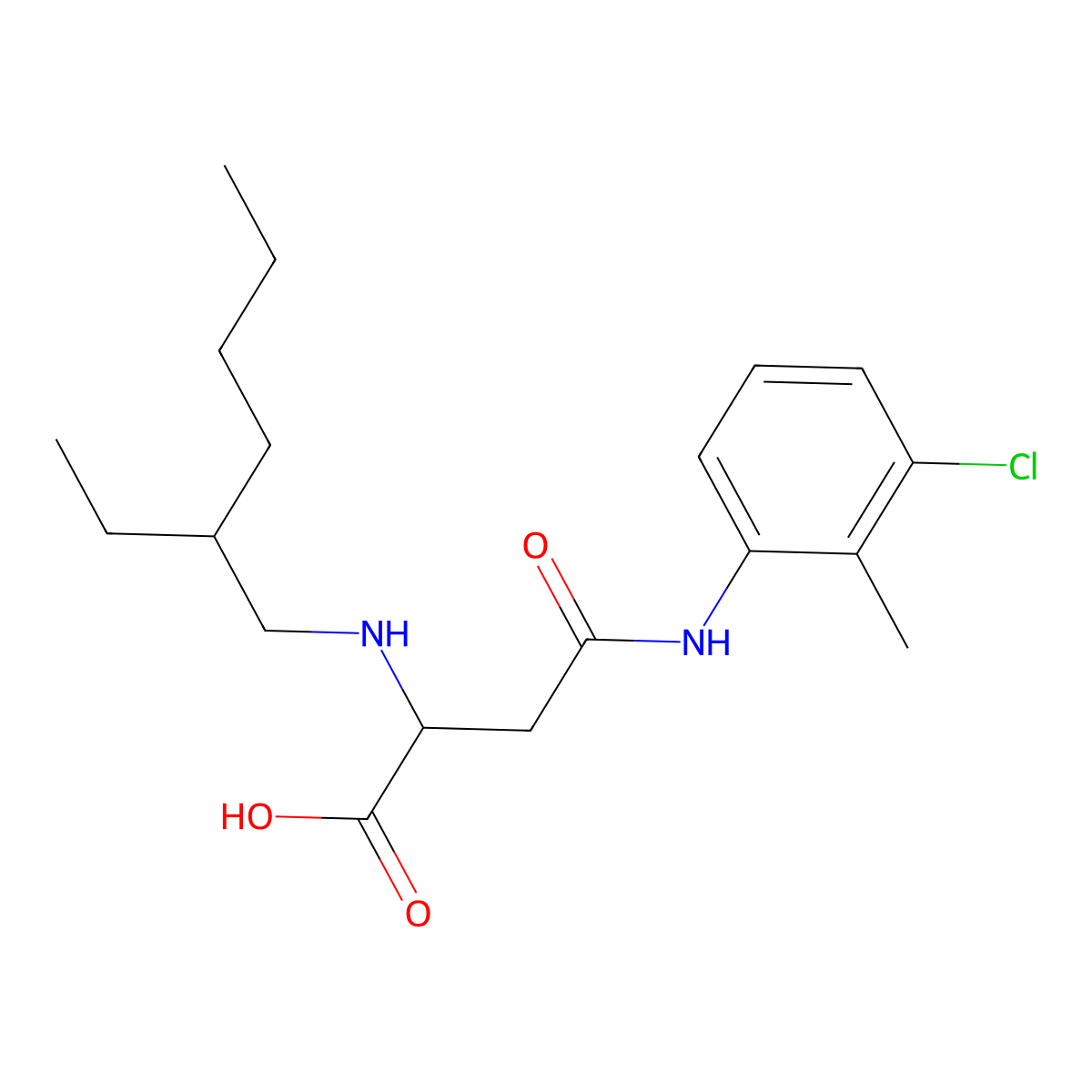 4-((3-Chloro-2-methylphenyl)amino)-2-((2-ethylhexyl)amino)-4-oxobutanoic acid molecular structure, CAS 1047683-08-8