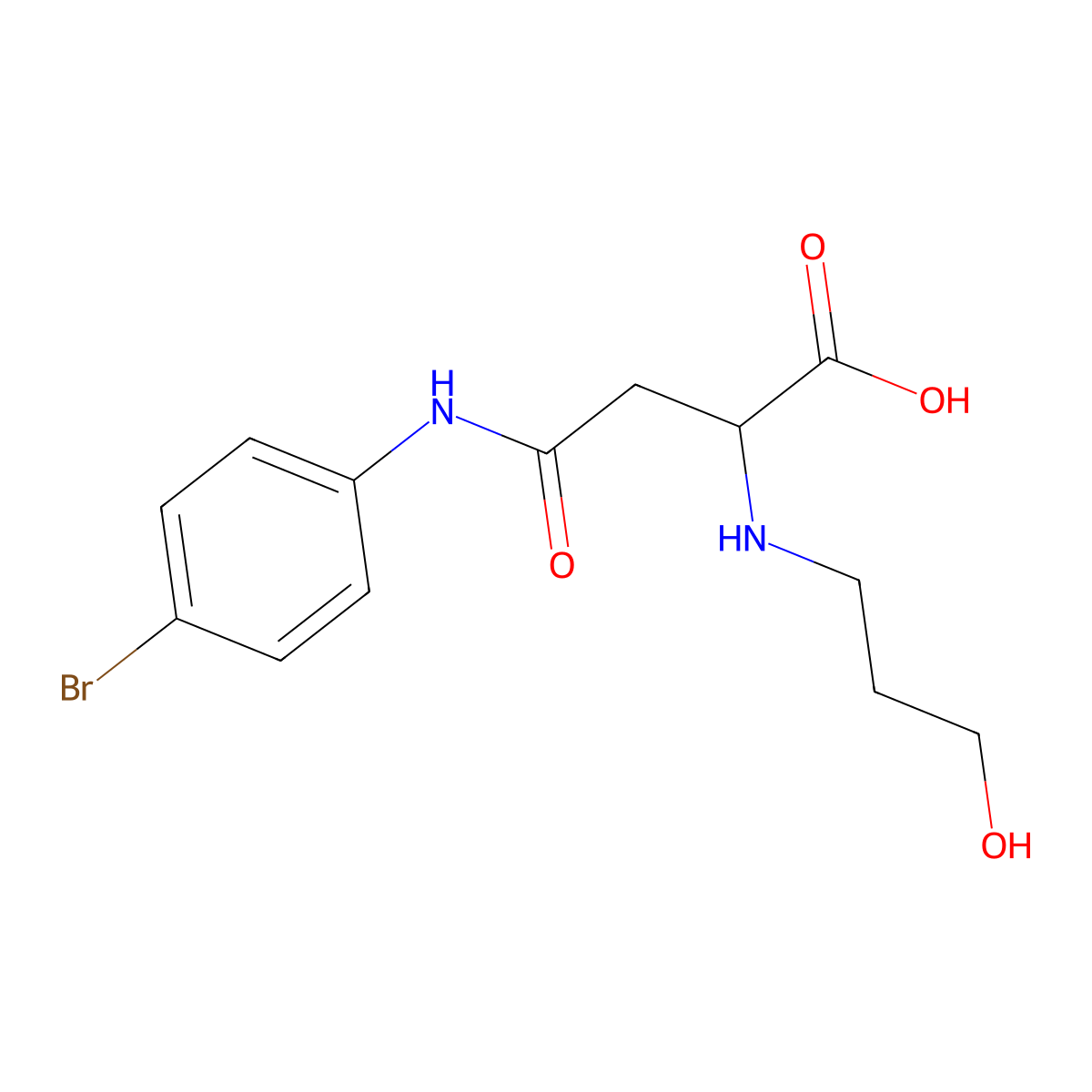 4-((4-Bromophenyl)amino)-2-((3-hydroxypropyl)amino)-4-oxobutanoic acid molecular structure, CAS 1047683-36-2