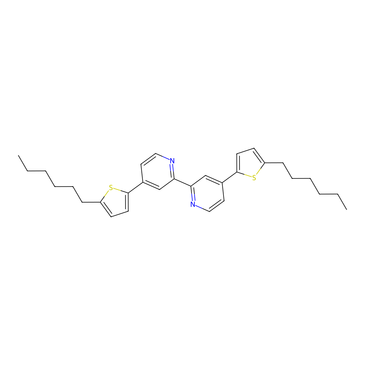 4,4'-Bis(5-hexylthiophen-2-yl)-2,2'-bipyridine molecular structure, CAS 1047684-56-9