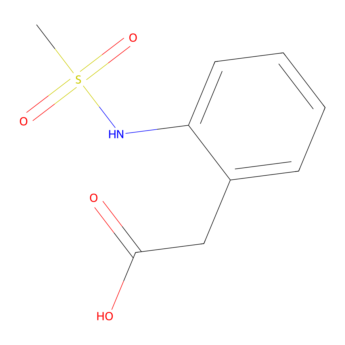 2-(2-(Methylsulfonamido)phenyl)acetic acid molecular structure, CAS 1047724-24-2