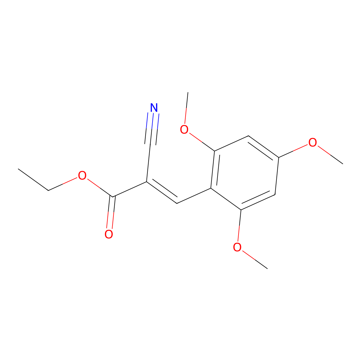 Ethyl 2-cyano-3-(2,4,6-trimethoxyphenyl)prop-2-enoate molecular structure, CAS 1047724-25-3