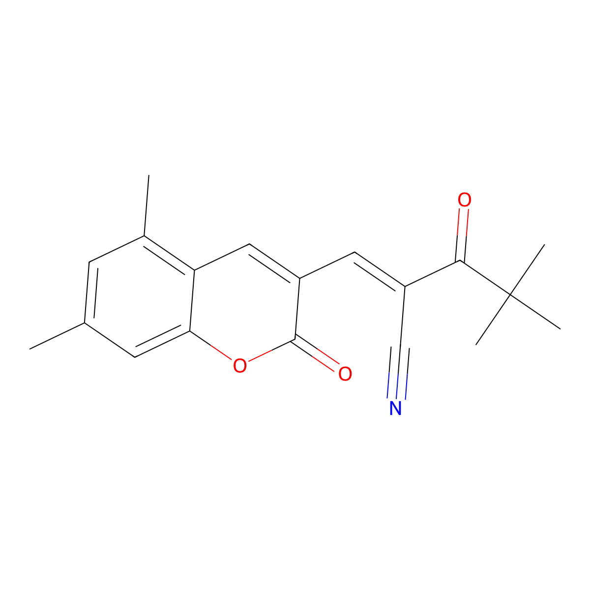 3-(5,7-Dimethyl-2-oxo(2H-chromen-3-YL))-2-(2,2-dimethylpropanoyl)prop-2-enenitrile molecular structure, CAS 1047724-34-4