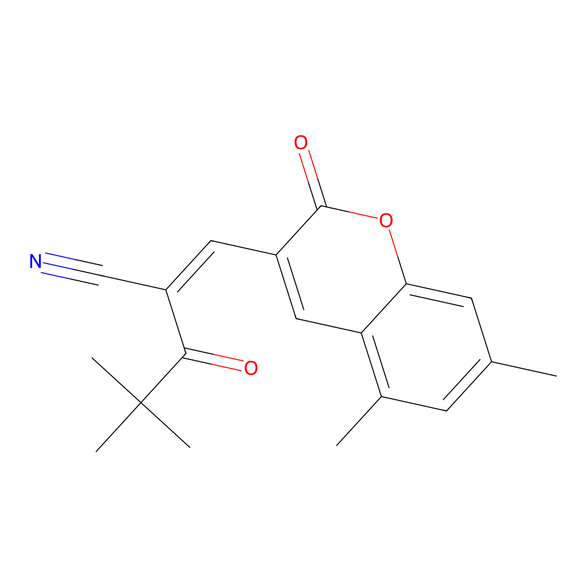 3-(5,7-Dimethyl-2-oxo(2H-chromen-3-YL))-2-(2,2-dimethylpropanoyl)prop-2-enenitrile molecular structure, CAS 1047724-34-4