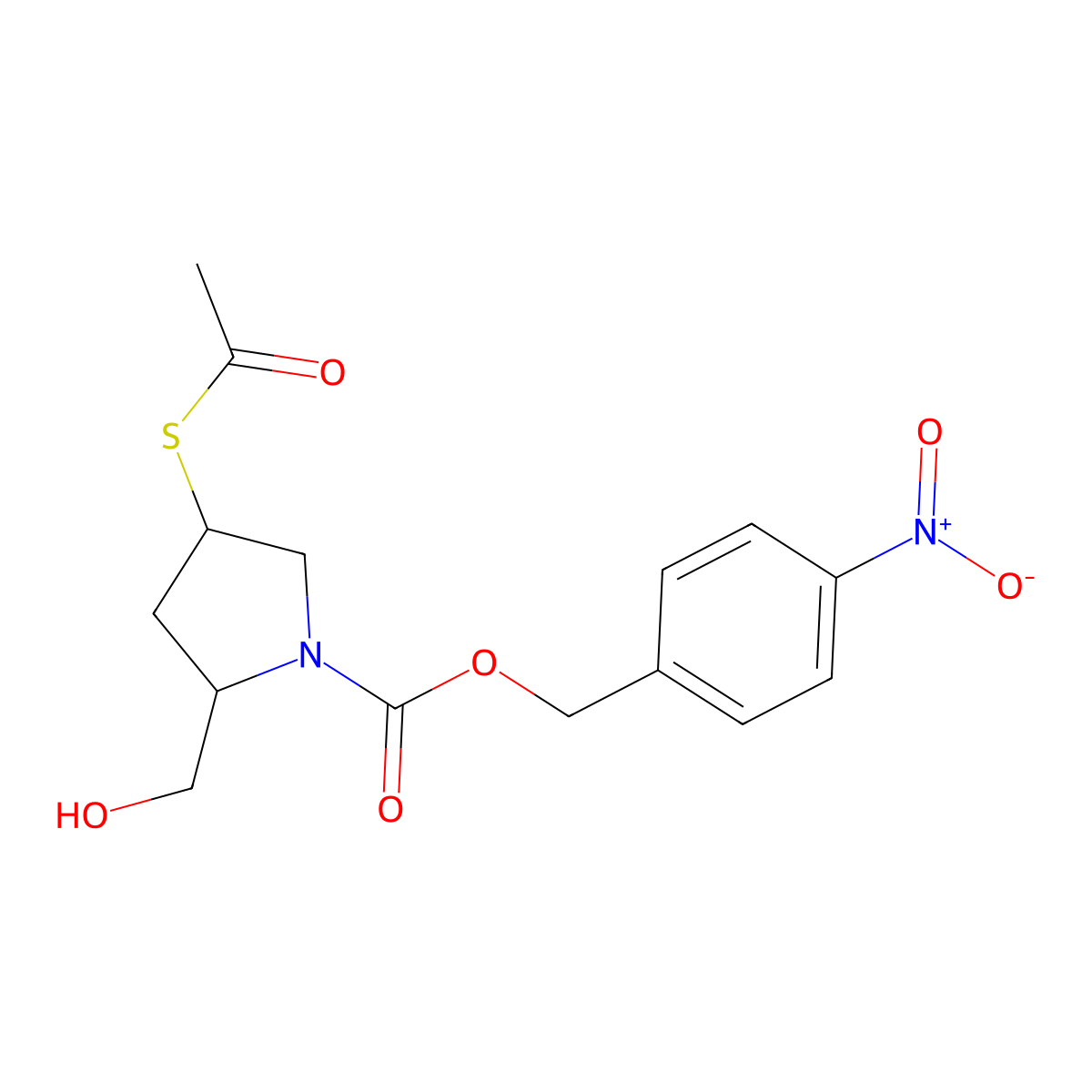 (2S,4S)-4-(Acetylthio)-2-(hydroxymethyl)-1-pyrrolidinecarboxylic acid (4-nitrophenyl)methyl ester molecular structure, CAS 104773-40-2