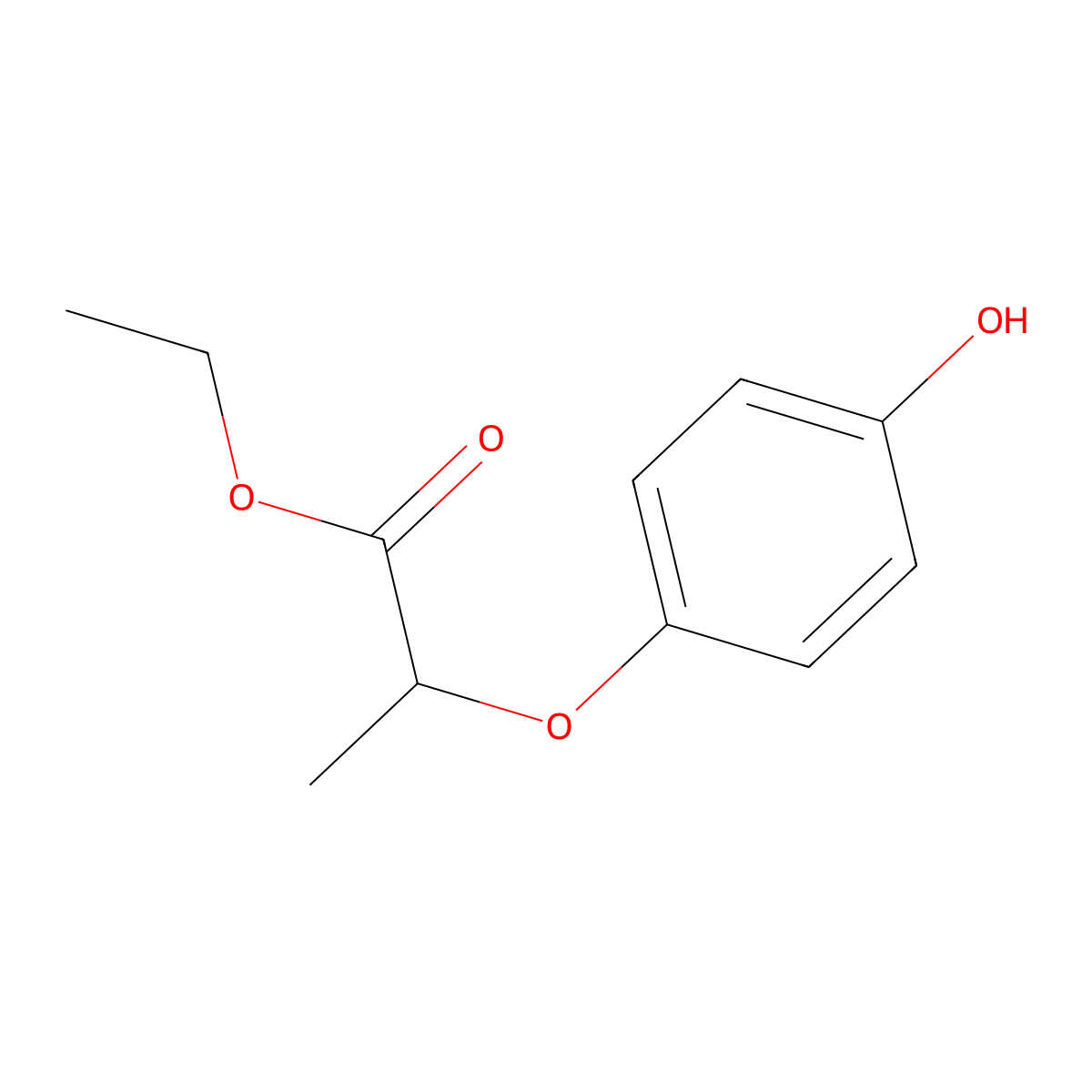 Propanoic acid, 2-(4-hydroxyphenoxy)-, ethyl ester molecular structure, CAS 104773-70-8
