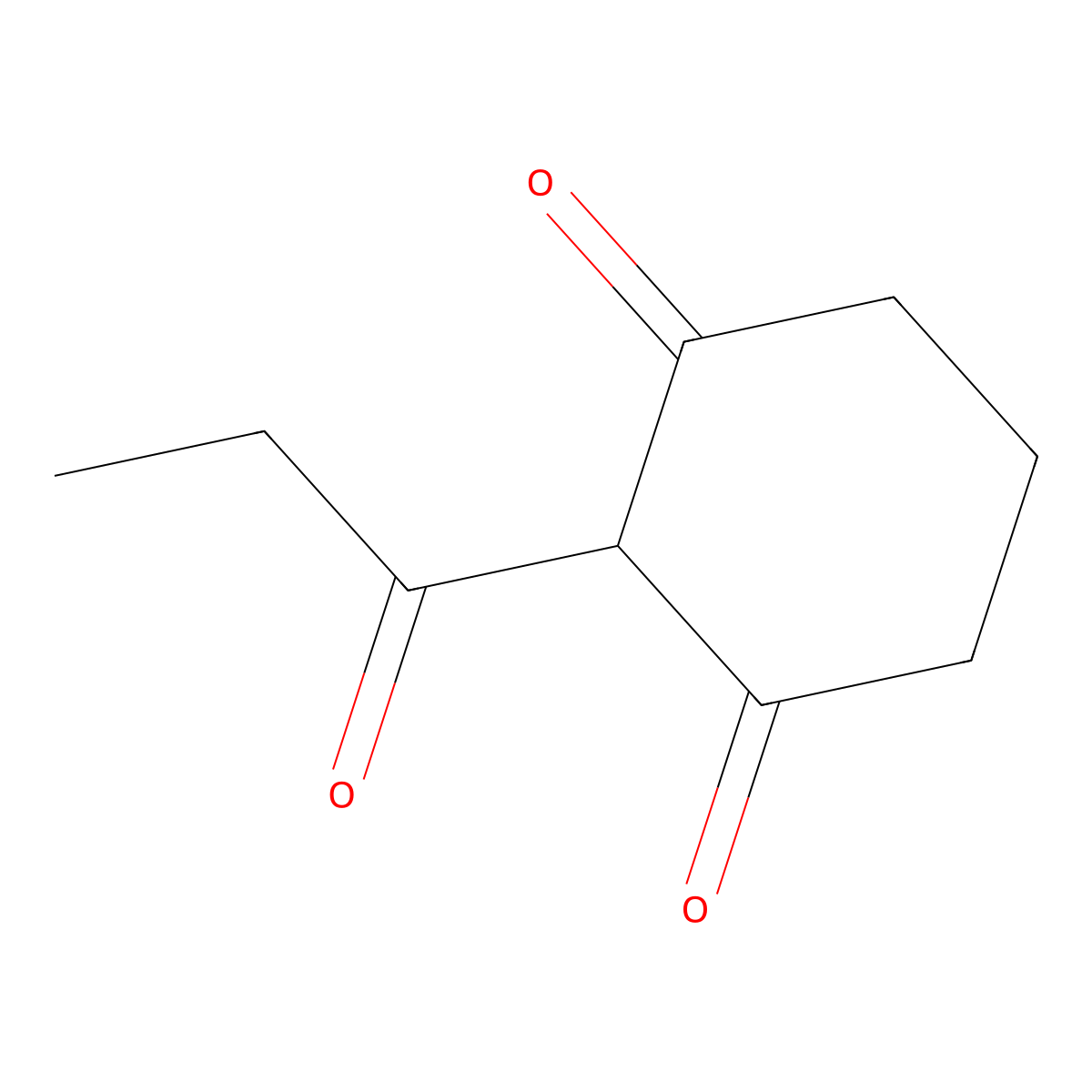 2-Propanoylcyclohexane-1,3-dione molecular structure, CAS 104775-30-6