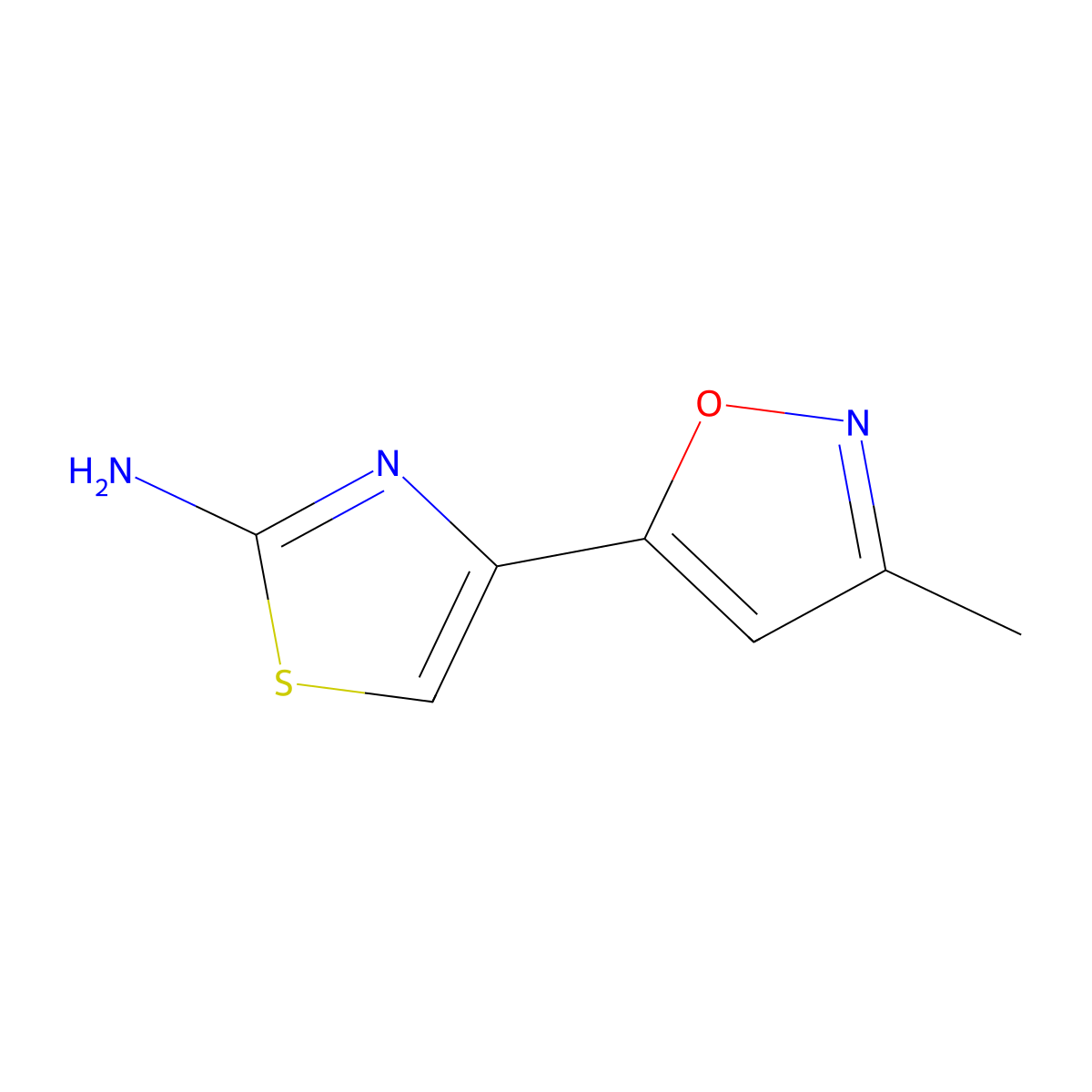 4-(3-Methyl-1,2-oxazol-5-yl)-1,3-thiazol-2-amine molecular structure, CAS 104776-85-4