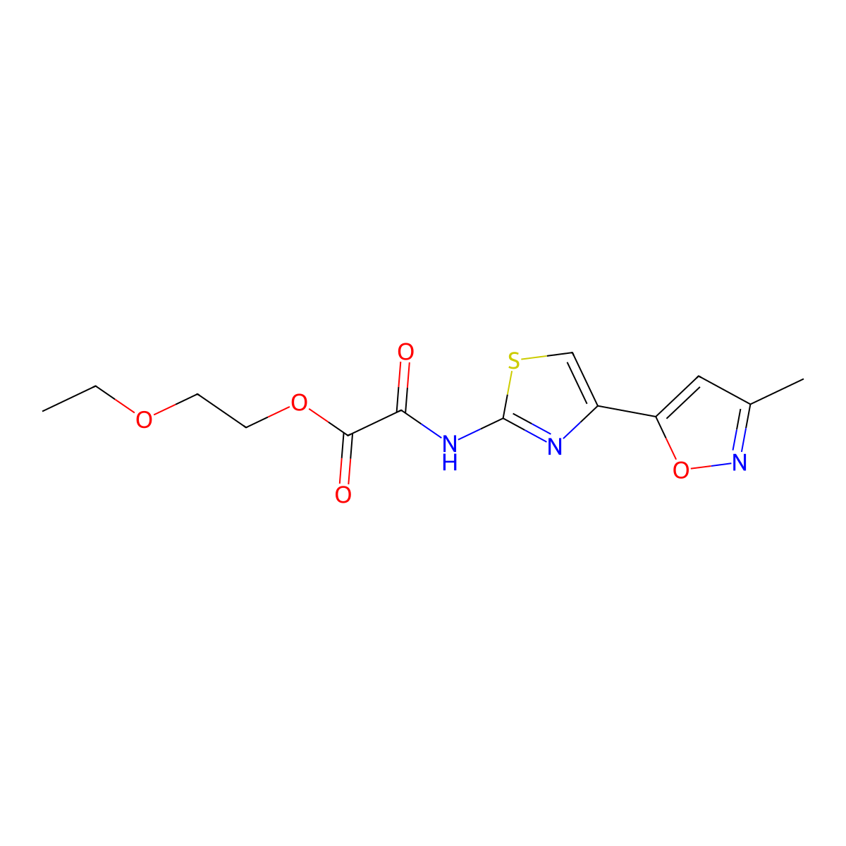 2-Ethoxyethyl N-(4-(3-methyl-5-isoxazolyl)-2-thiazolyl)oxamate molecular structure, CAS 104777-03-9