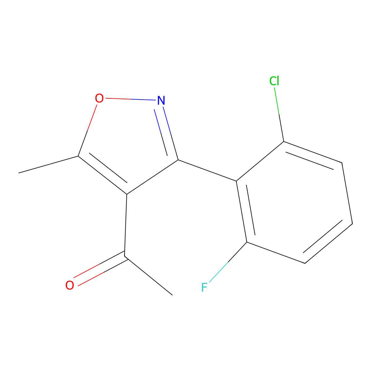 1-[3-(2-Chloro-6-fluorophenyl)-5-methyl-1,2-oxazol-4-yl]ethan-1-one molecular structure, CAS 104777-38-0