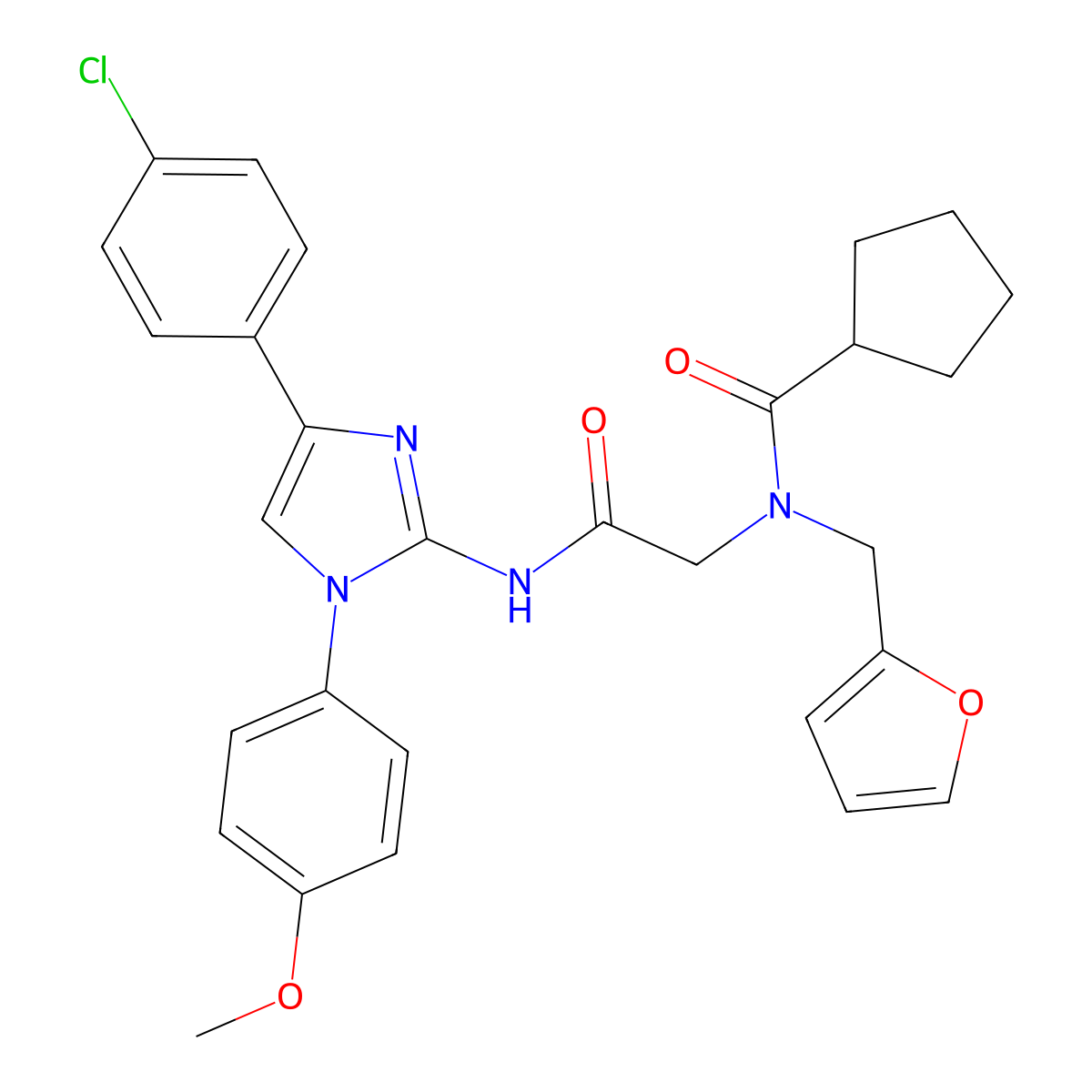 N~1~-(2-{[4-(4-chlorophenyl)-1-(4-methoxyphenyl)-1H-imidazol-2-yl]amino}-2-oxoethyl)-N~1~-(2-furylmethyl)-1-cyclopentanecarboxamide molecular structure, CAS 1047816-31-8