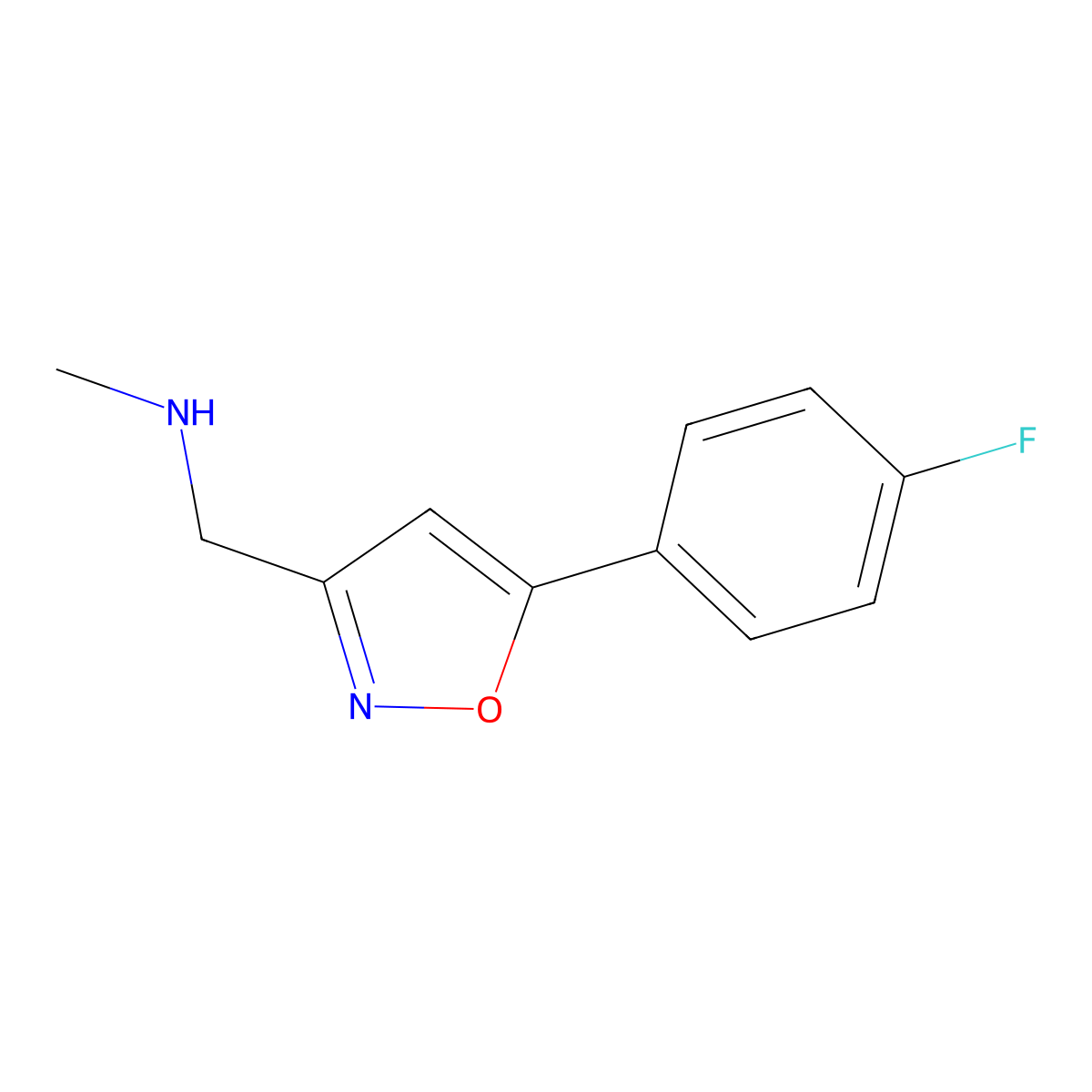 {[5-(4-Fluorophenyl)-1,2-oxazol-3-yl]methyl}(methyl)amine molecular structure, CAS 1047853-28-0