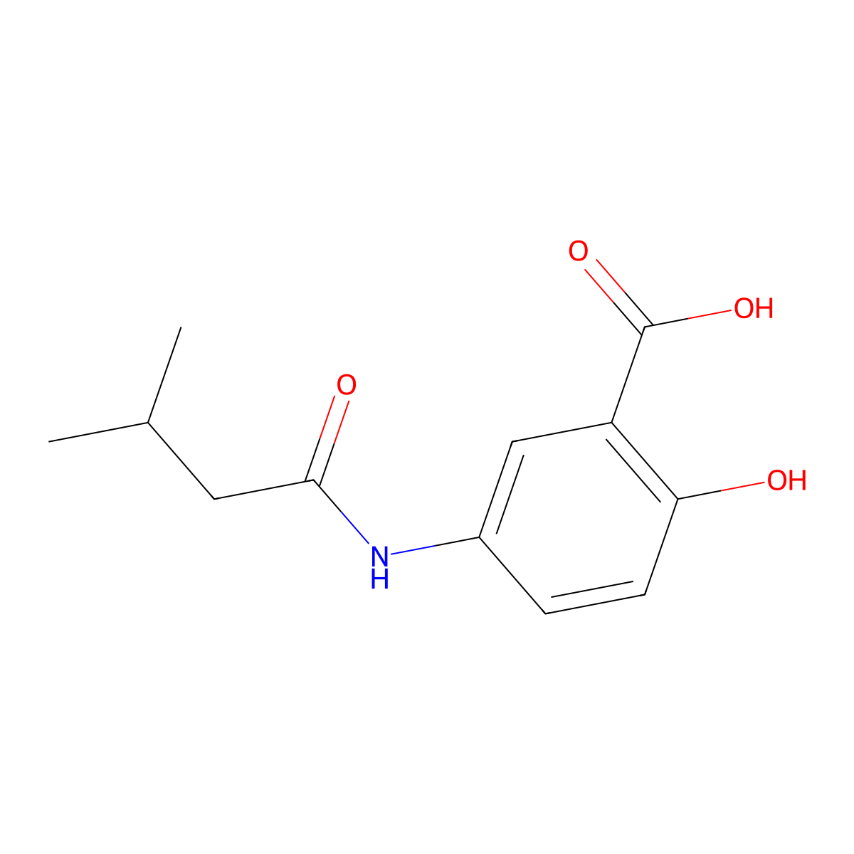 2-Hydroxy-5-(3-methylbutanamido)benzoic acid molecular structure, CAS 104786-91-6