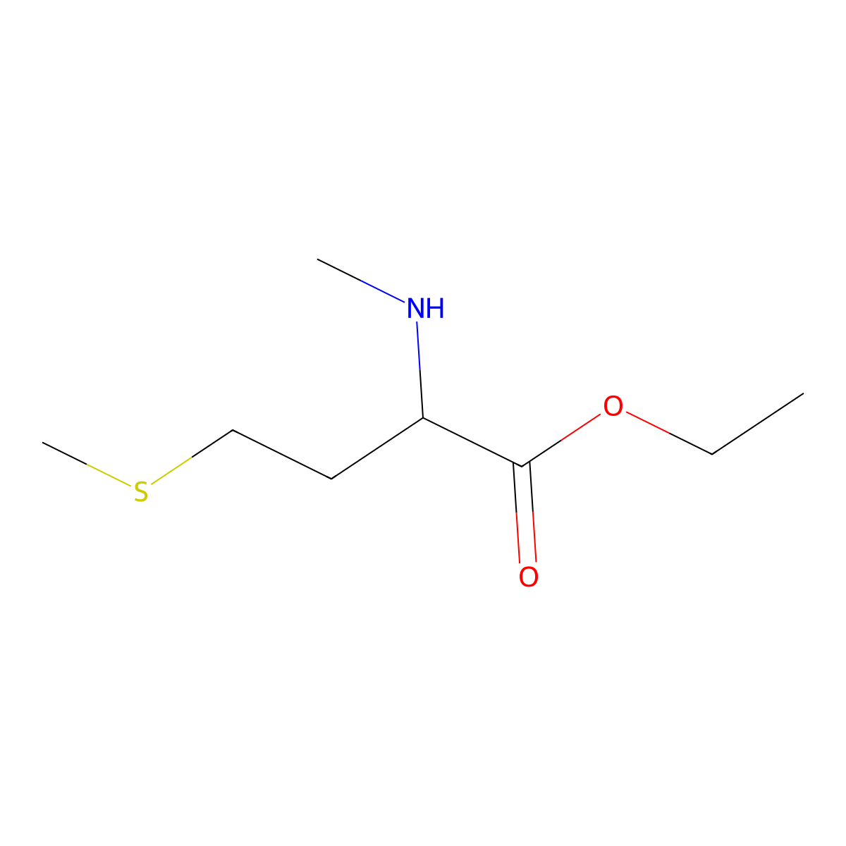 Ethyl 2-(methylamino)-4-(methylsulfanyl)butanoate molecular structure, CAS 104793-28-4