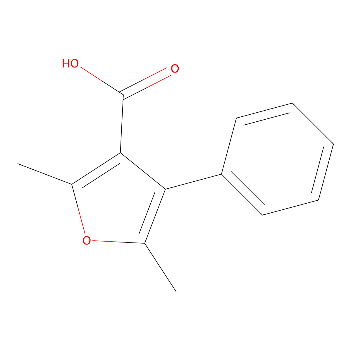 2,5-Dimethyl-4-phenyl-3-furoic acid molecular structure, CAS 104794-30-1