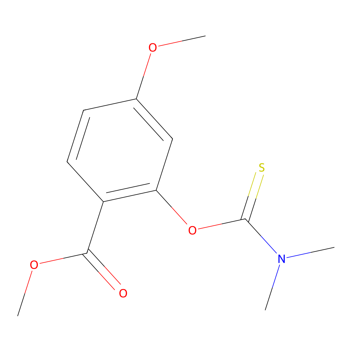 Methyl 2-((dimethylcarbamothioyl)oxy)-4-methoxybenzoate molecular structure, CAS 104795-54-2