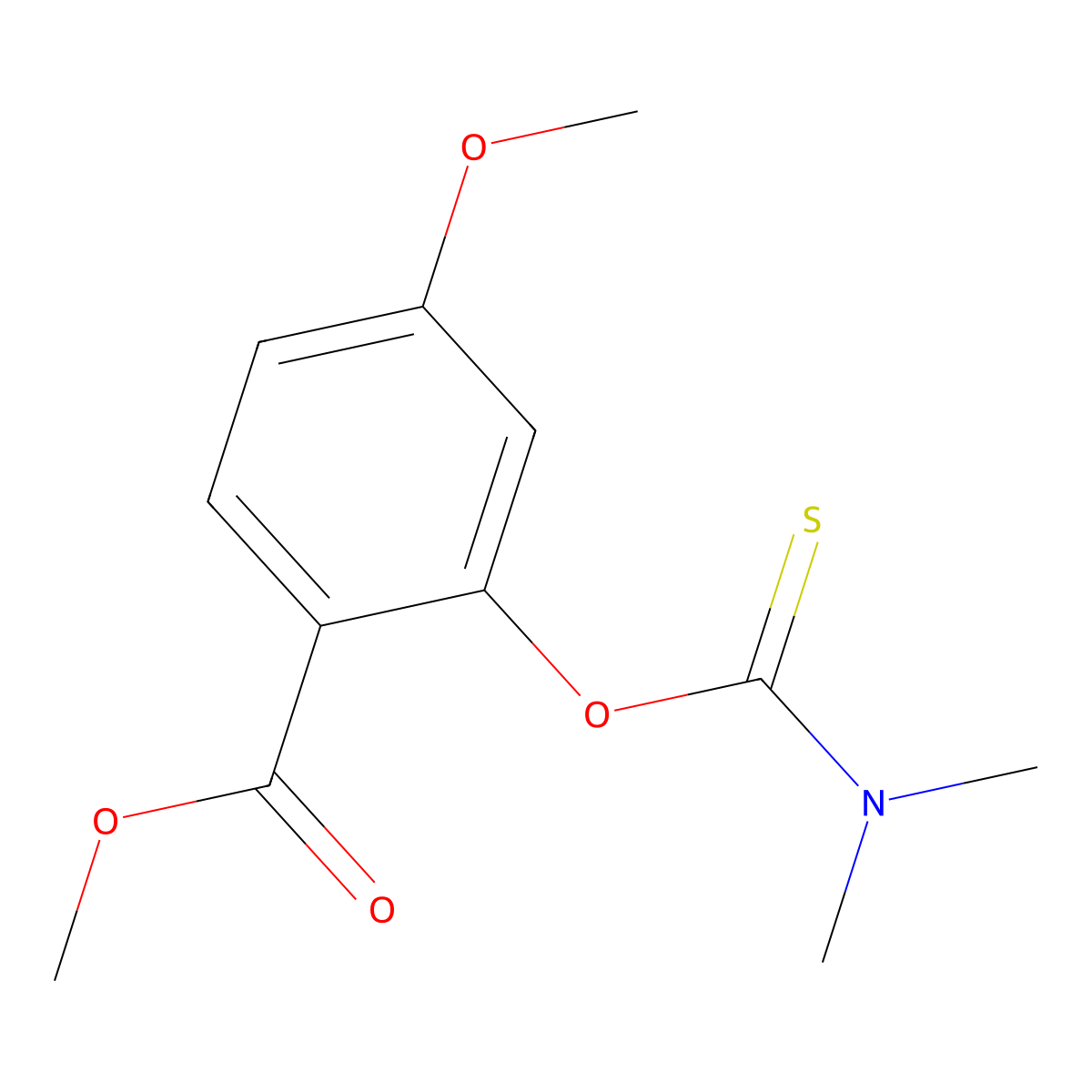 Methyl 2-((dimethylcarbamothioyl)oxy)-4-methoxybenzoate molecular structure, CAS 104795-54-2