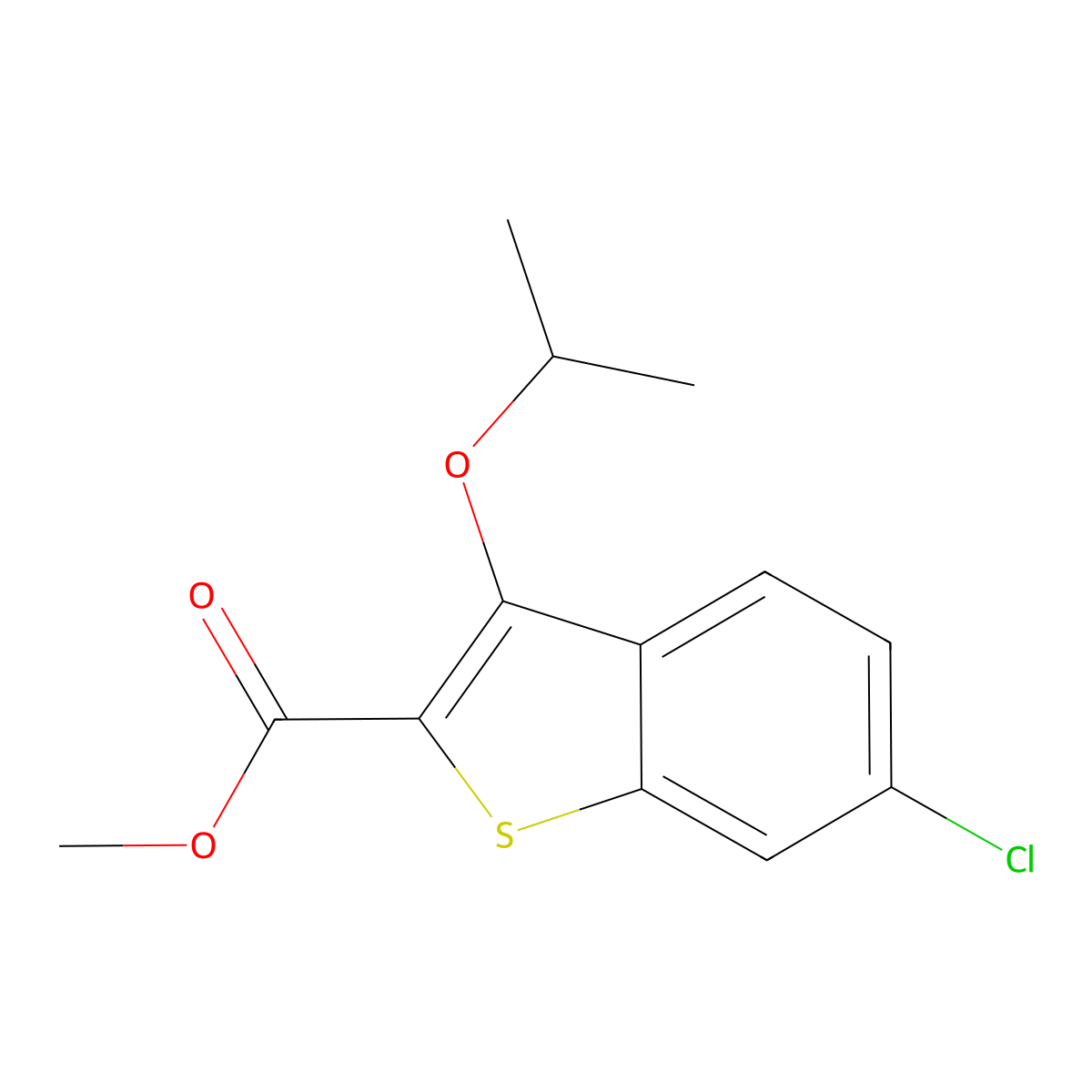 Methyl 6-chloro-3-(1-methylethoxy)benzo[b]thiophene-2-carboxylate molecular structure, CAS 104795-86-0