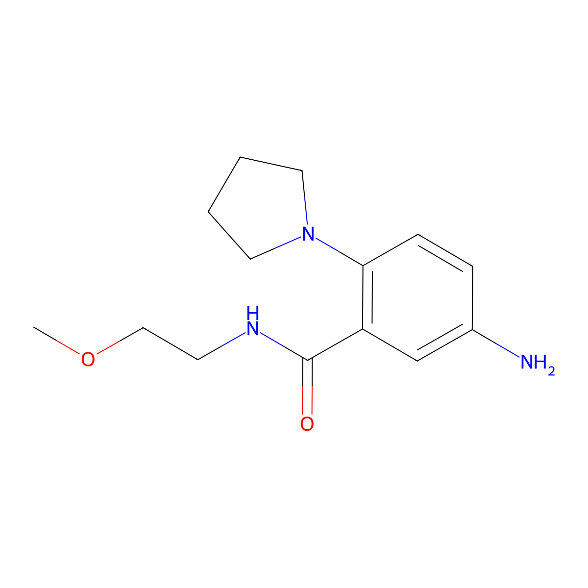 5-Amino-N-(2-methoxyethyl)-2-pyrrolidinobenzamide molecular structure, CAS 1047964-25-9