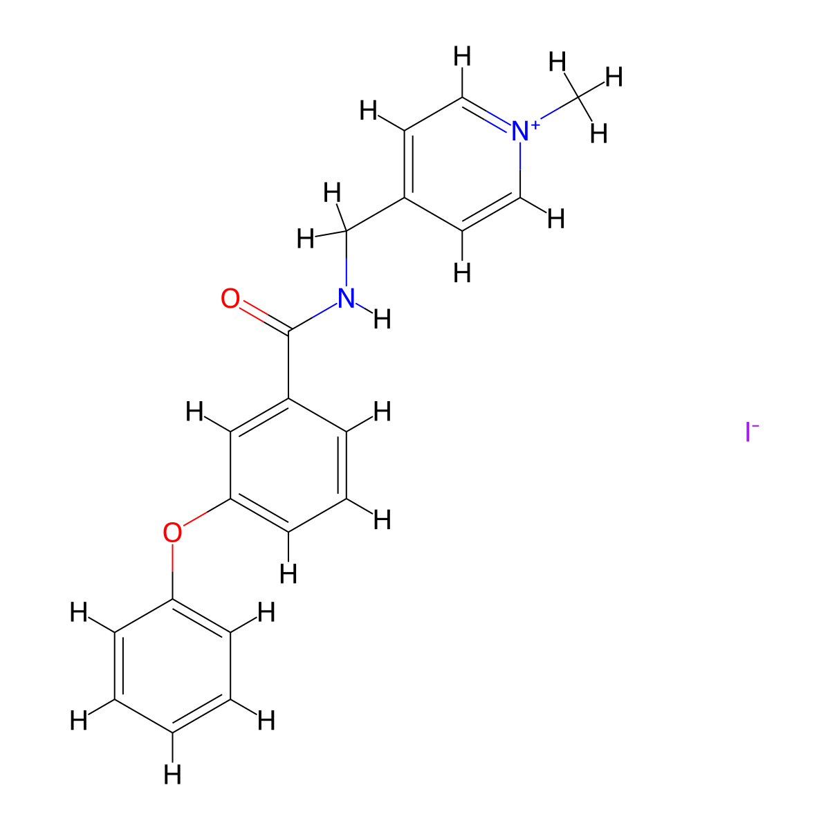 1-Methyl-4-{[(3-phenoxybenzoyl)amino]methyl}pyridinium iodide molecular structure, CAS 1047974-93-5